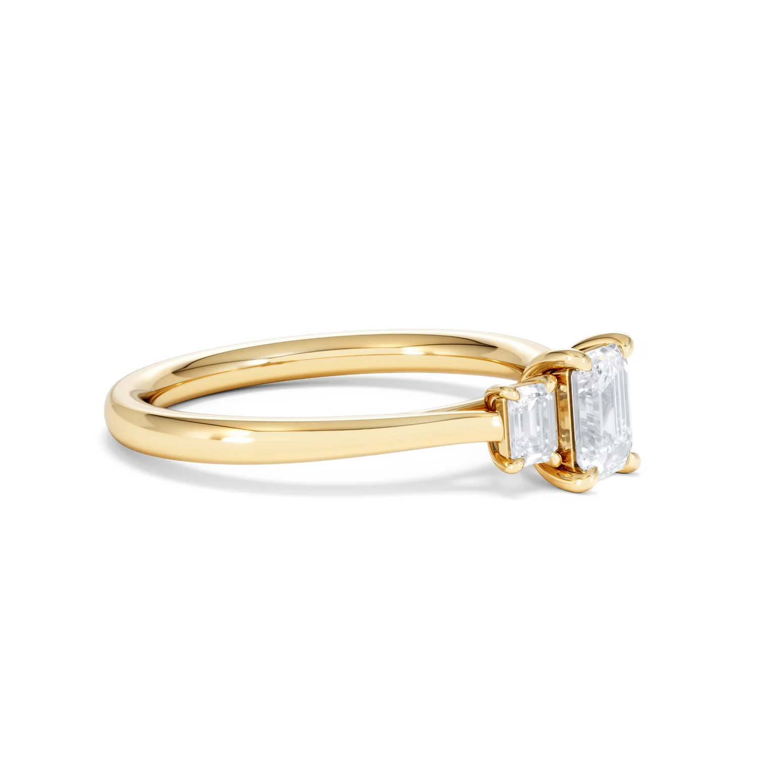 Evoke 3 Stone Emerald Cut Lab Diamond Ring 0.50ct in 9K Yellow Gold - Image 20