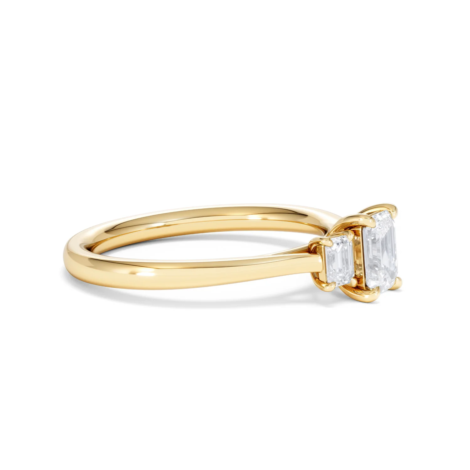 Evoke 3 Stone Emerald Cut Lab Diamond Ring 0.50ct in 9K Yellow Gold - Image 21
