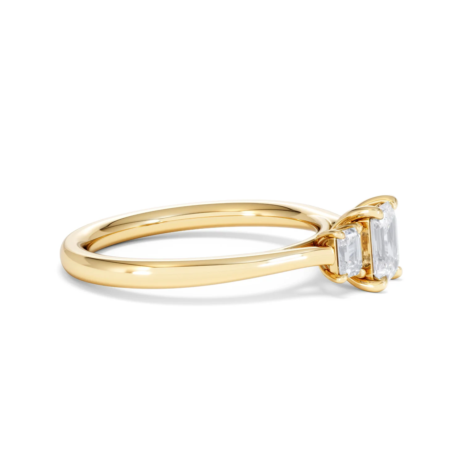 Evoke 3 Stone Emerald Cut Lab Diamond Ring 0.50ct in 9K Yellow Gold - Image 23
