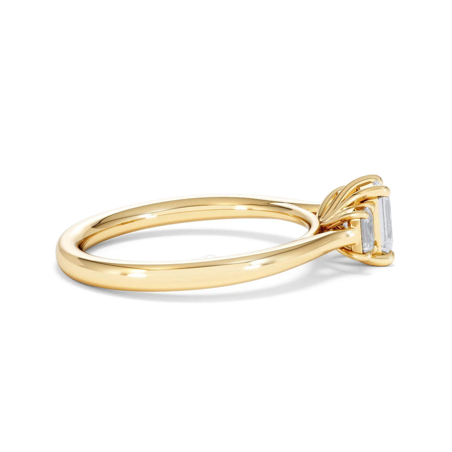 Evoke 3 Stone Emerald Cut Lab Diamond Ring 0.50ct in 9K Yellow Gold - Image 29