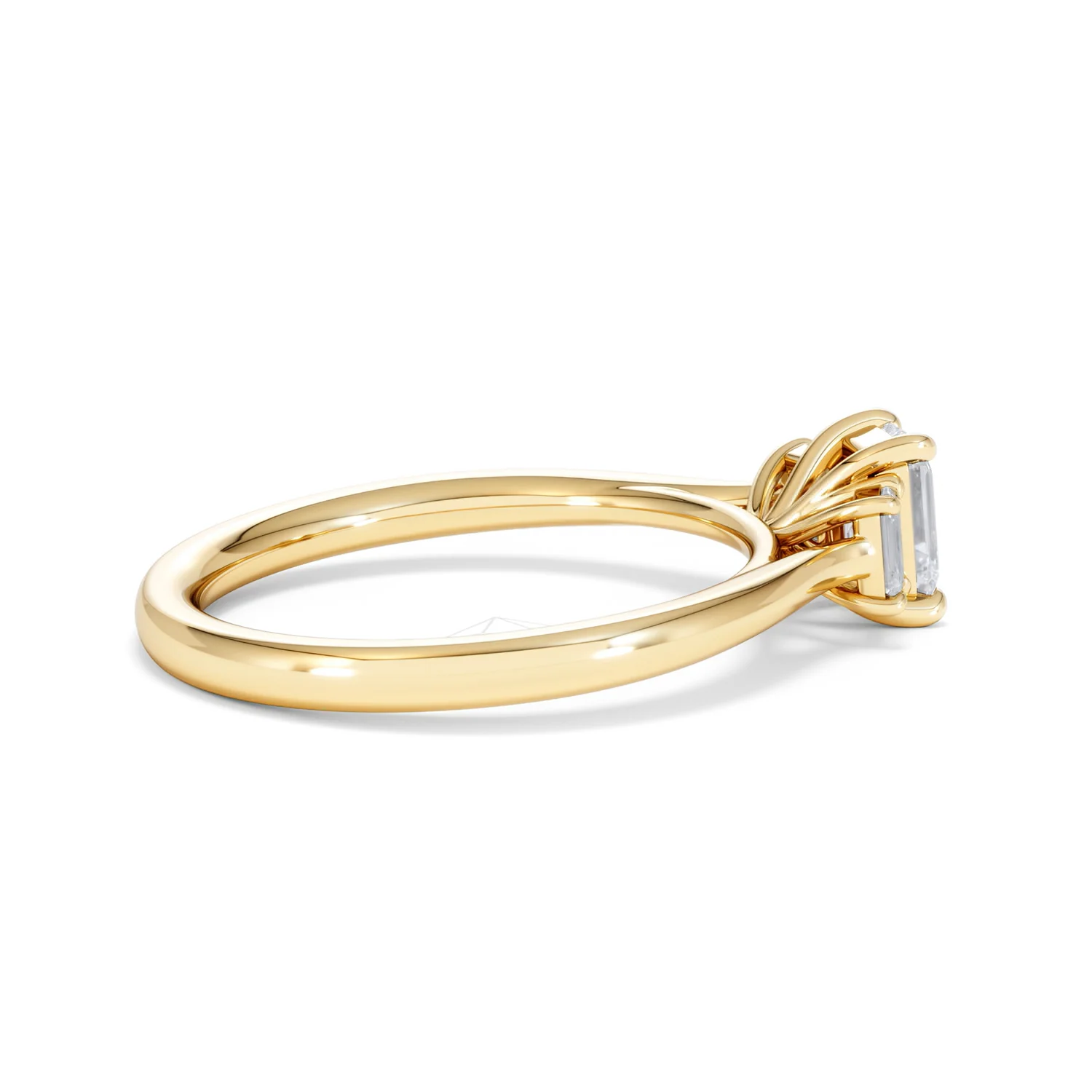 Evoke 3 Stone Emerald Cut Lab Diamond Ring 0.50ct in 9K Yellow Gold - Image 31