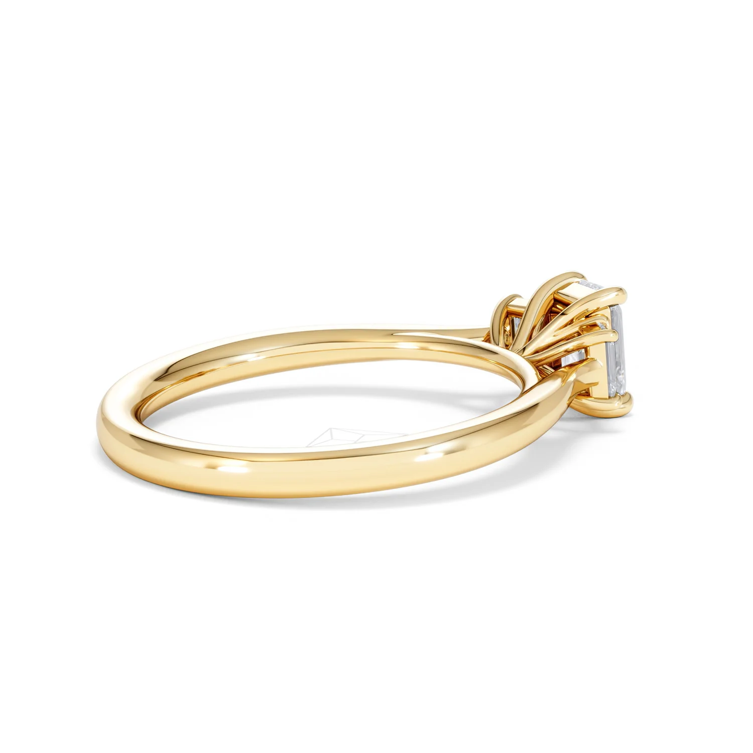 Evoke 3 Stone Emerald Cut Lab Diamond Ring 0.50ct in 9K Yellow Gold - Image 34