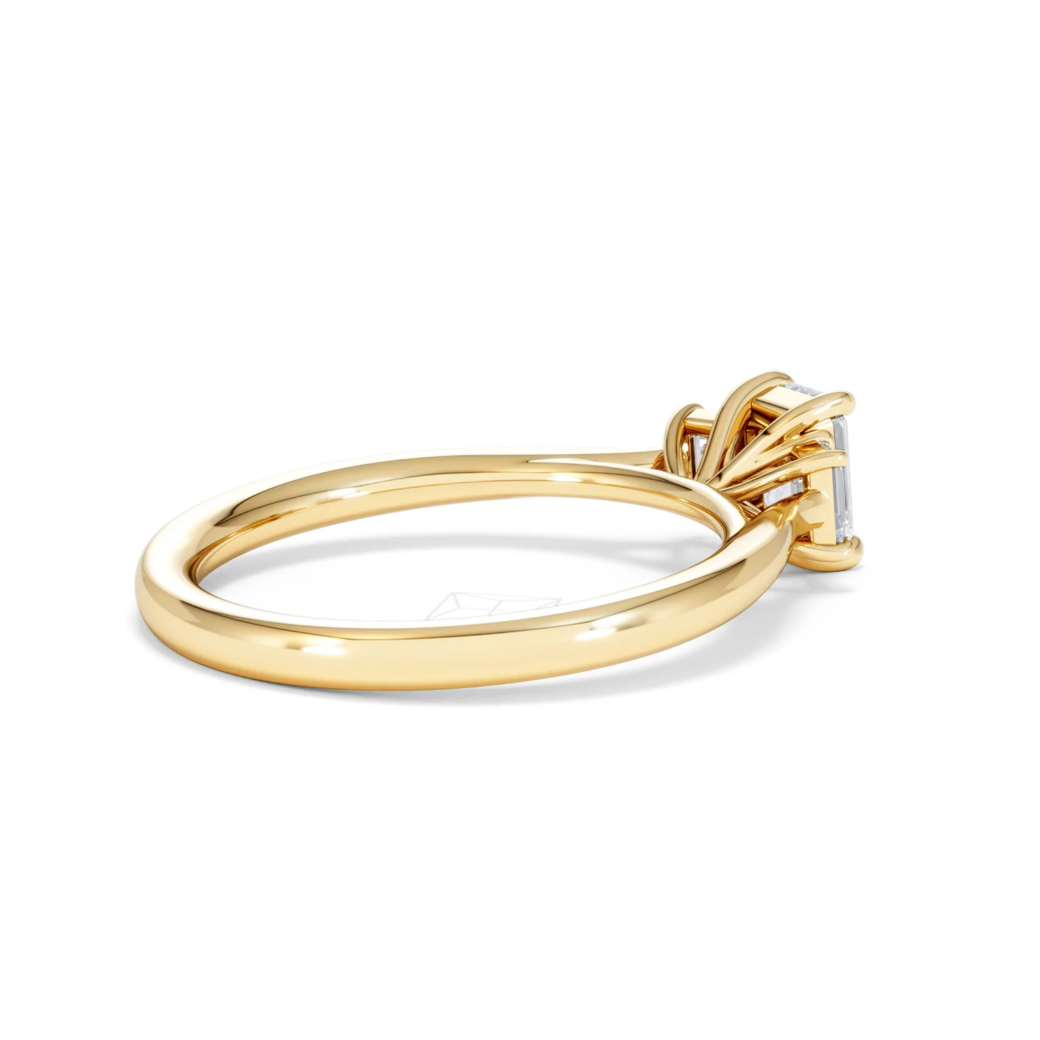 Evoke 3 Stone Emerald Cut Lab Diamond Ring 0.50ct in 9K Yellow Gold - Image 35