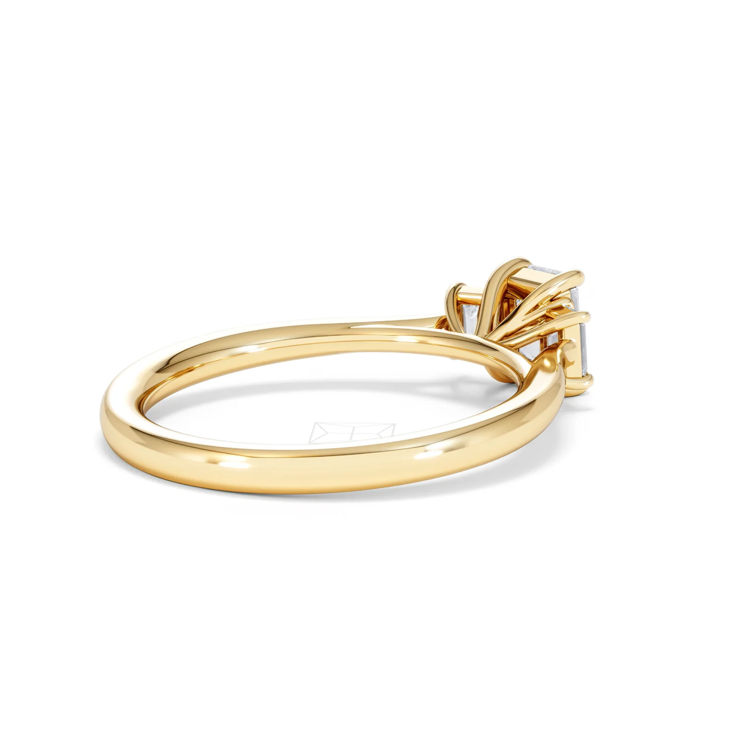 Evoke 3 Stone Emerald Cut Lab Diamond Ring 0.50ct in 9K Yellow Gold - Image 37