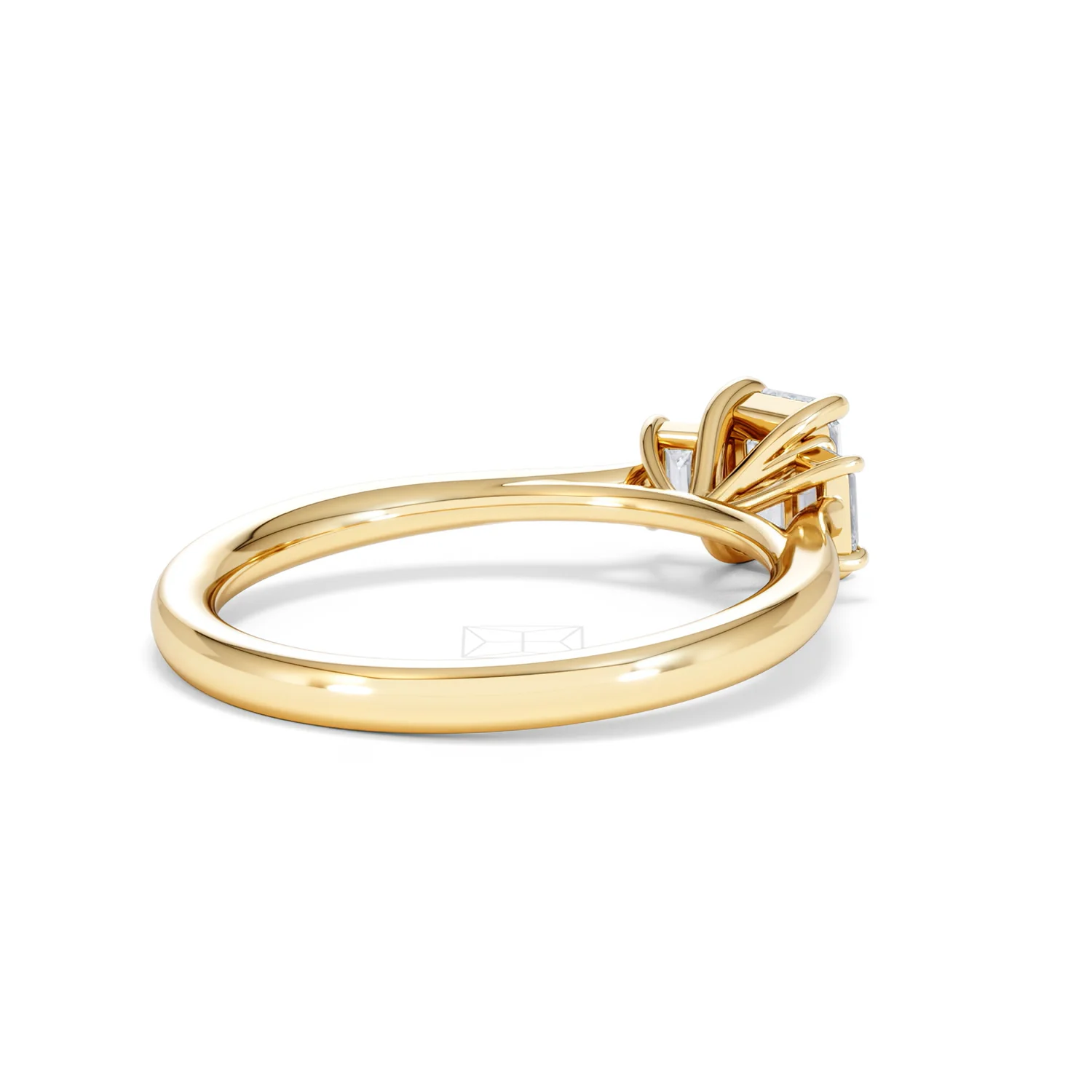 Evoke 3 Stone Emerald Cut Lab Diamond Ring 0.50ct in 9K Yellow Gold - Image 38