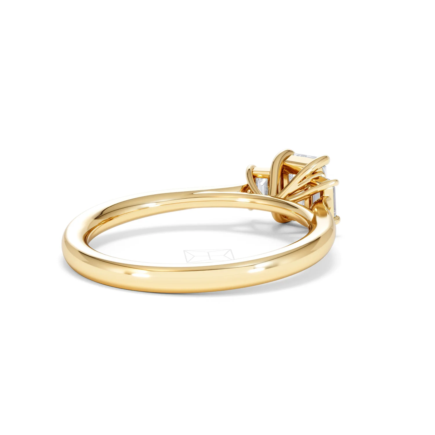 Evoke 3 Stone Emerald Cut Lab Diamond Ring 0.50ct in 9K Yellow Gold - Image 39