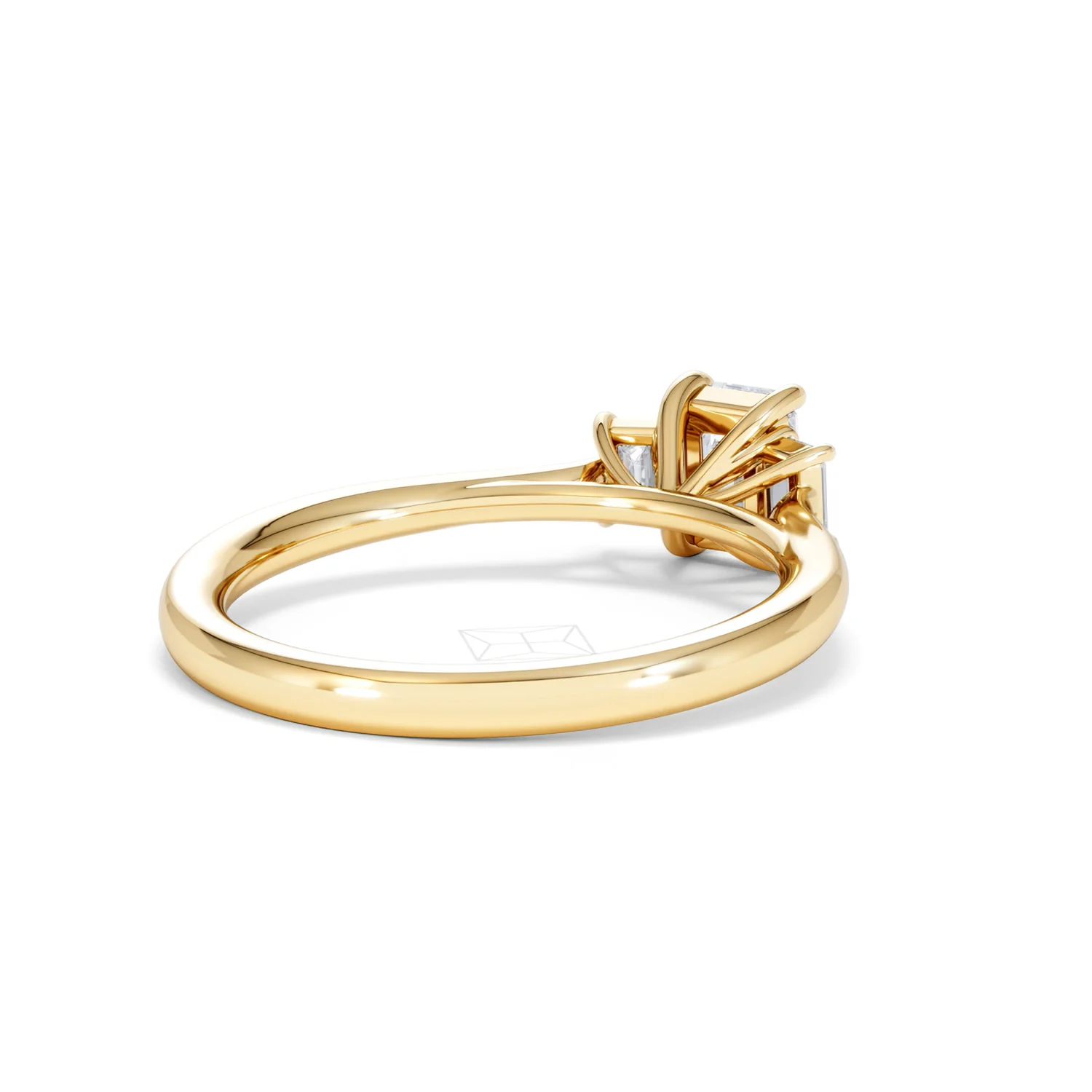Evoke 3 Stone Emerald Cut Lab Diamond Ring 0.50ct in 9K Yellow Gold - Image 40