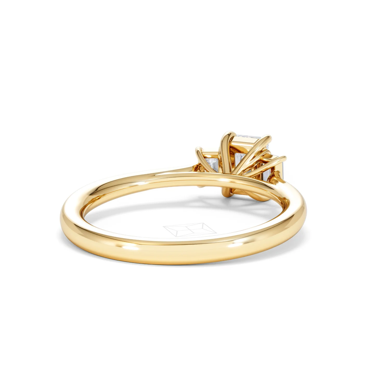 Evoke 3 Stone Emerald Cut Lab Diamond Ring 0.50ct in 9K Yellow Gold - Image 42