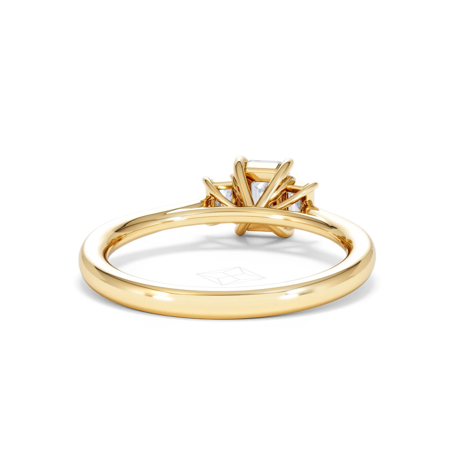 Evoke 3 Stone Emerald Cut Lab Diamond Ring 0.50ct in 9K Yellow Gold - Image 45
