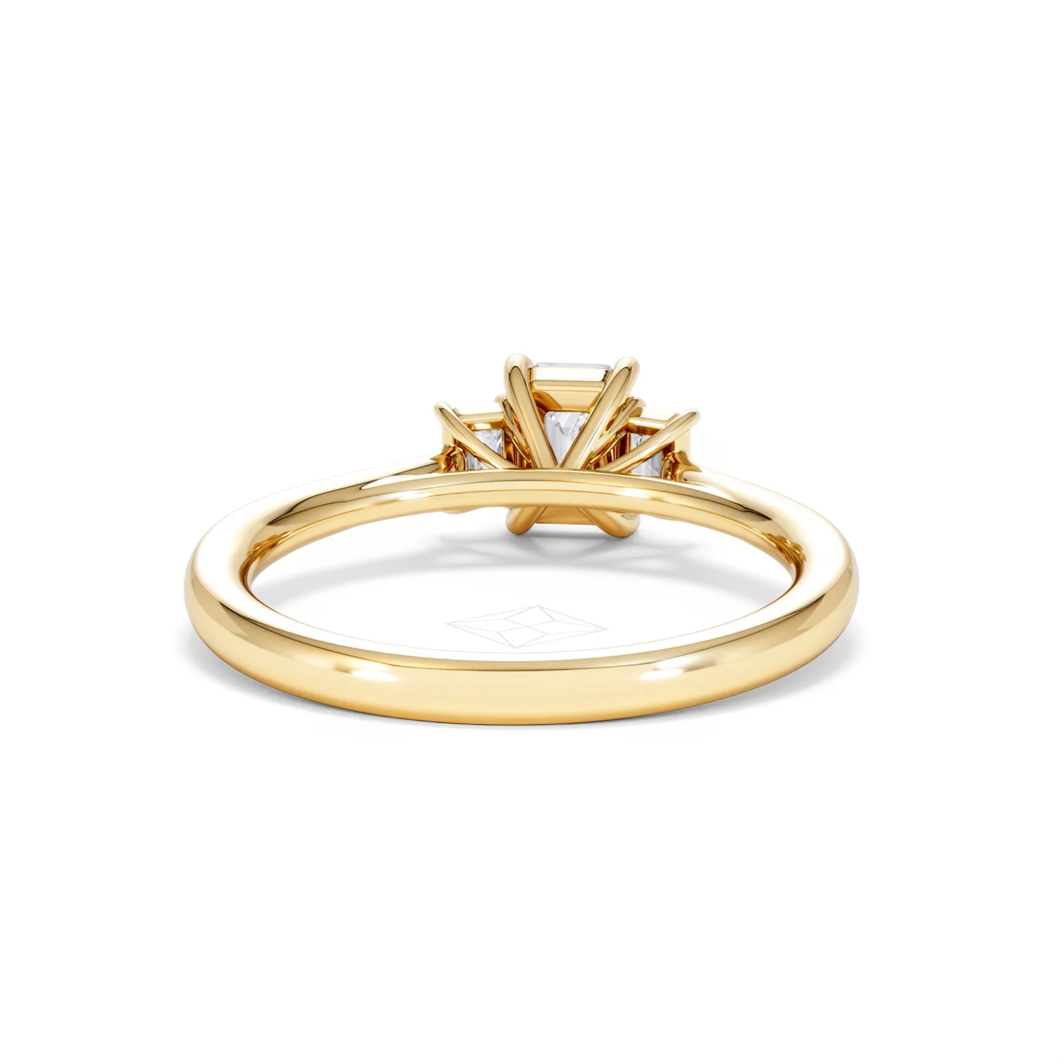 Evoke 3 Stone Emerald Cut Lab Diamond Ring 0.50ct in 9K Yellow Gold - Image 46