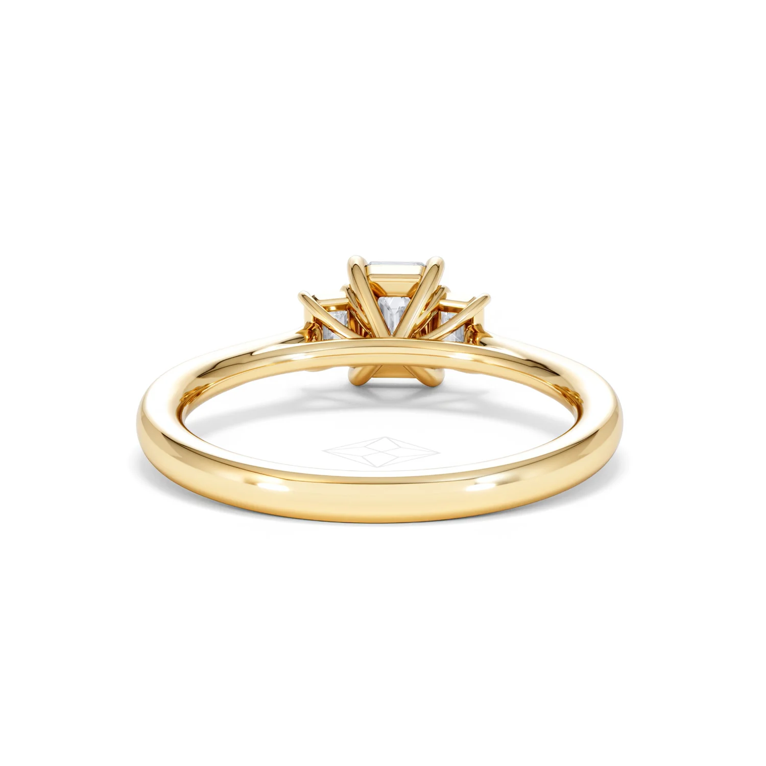 Evoke 3 Stone Emerald Cut Lab Diamond Ring 0.50ct in 9K Yellow Gold - Image 47