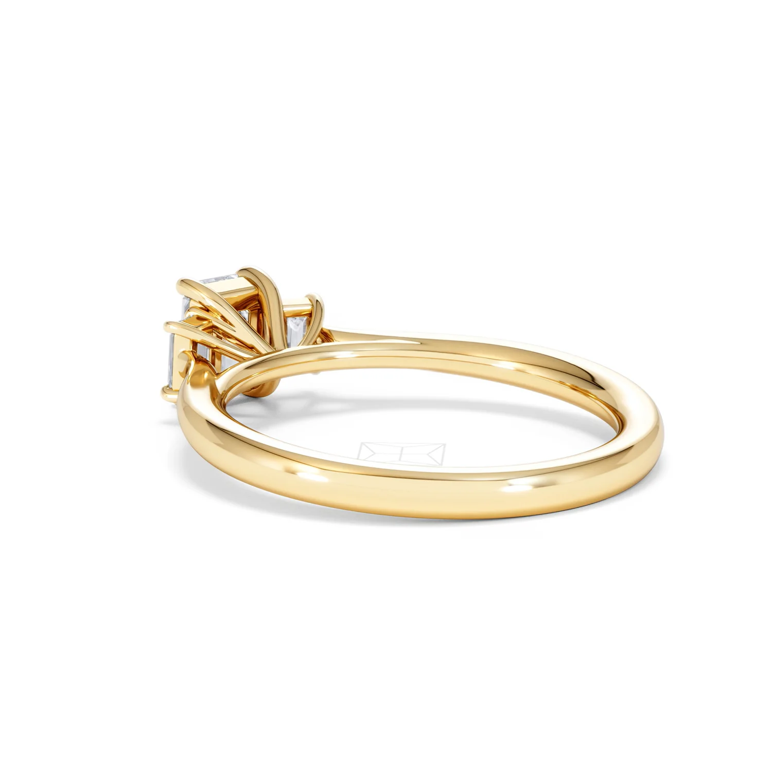 Evoke 3 Stone Emerald Cut Lab Diamond Ring 0.50ct in 9K Yellow Gold - Image 57