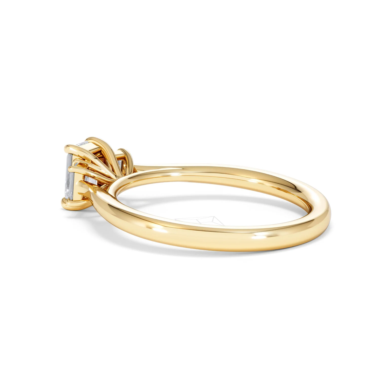 Evoke 3 Stone Emerald Cut Lab Diamond Ring 0.50ct in 9K Yellow Gold - Image 61