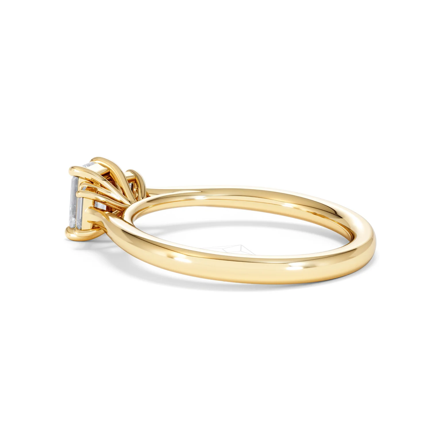 Evoke 3 Stone Emerald Cut Lab Diamond Ring 0.50ct in 9K Yellow Gold - Image 62