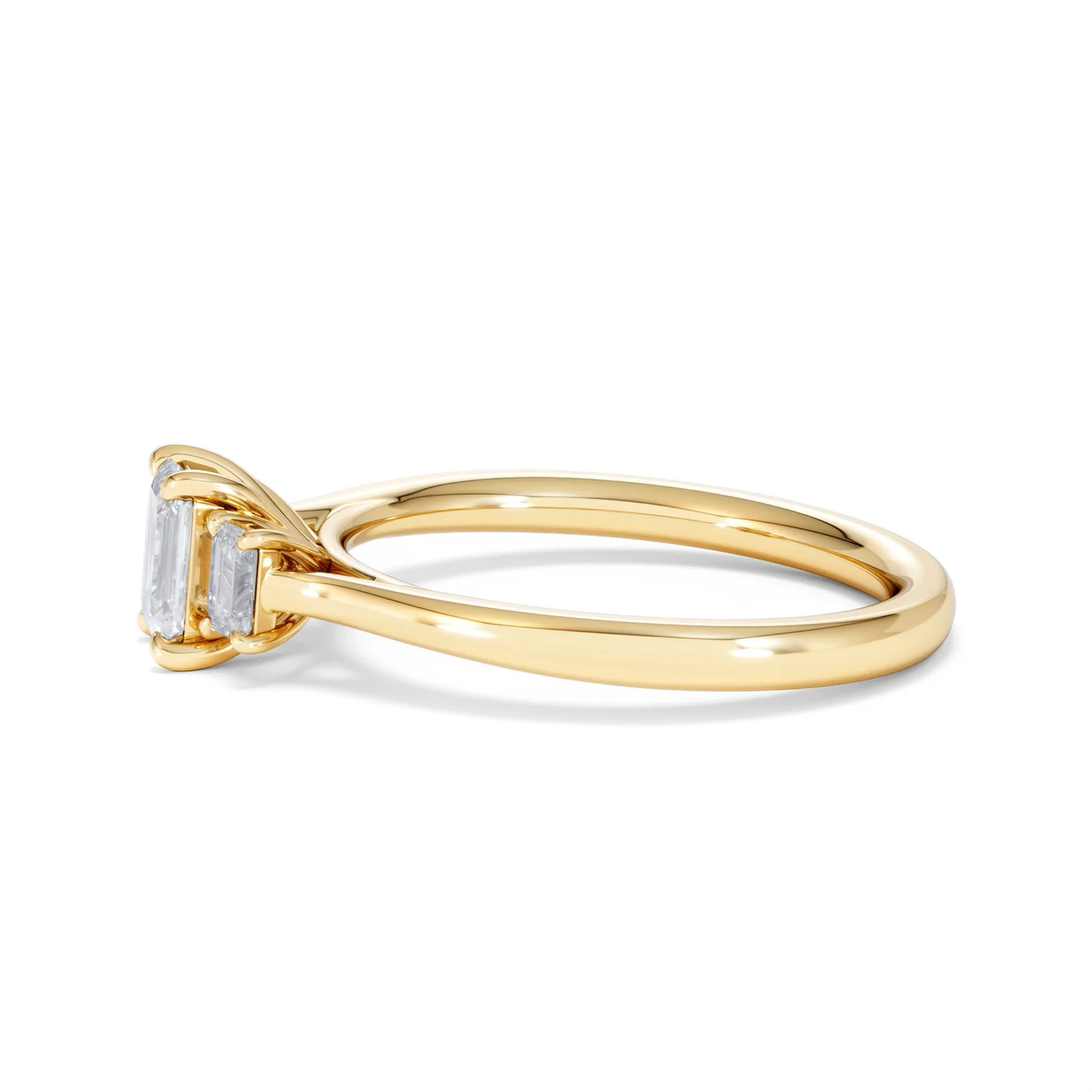 Evoke 3 Stone Emerald Cut Lab Diamond Ring 0.50ct in 9K Yellow Gold - Image 70