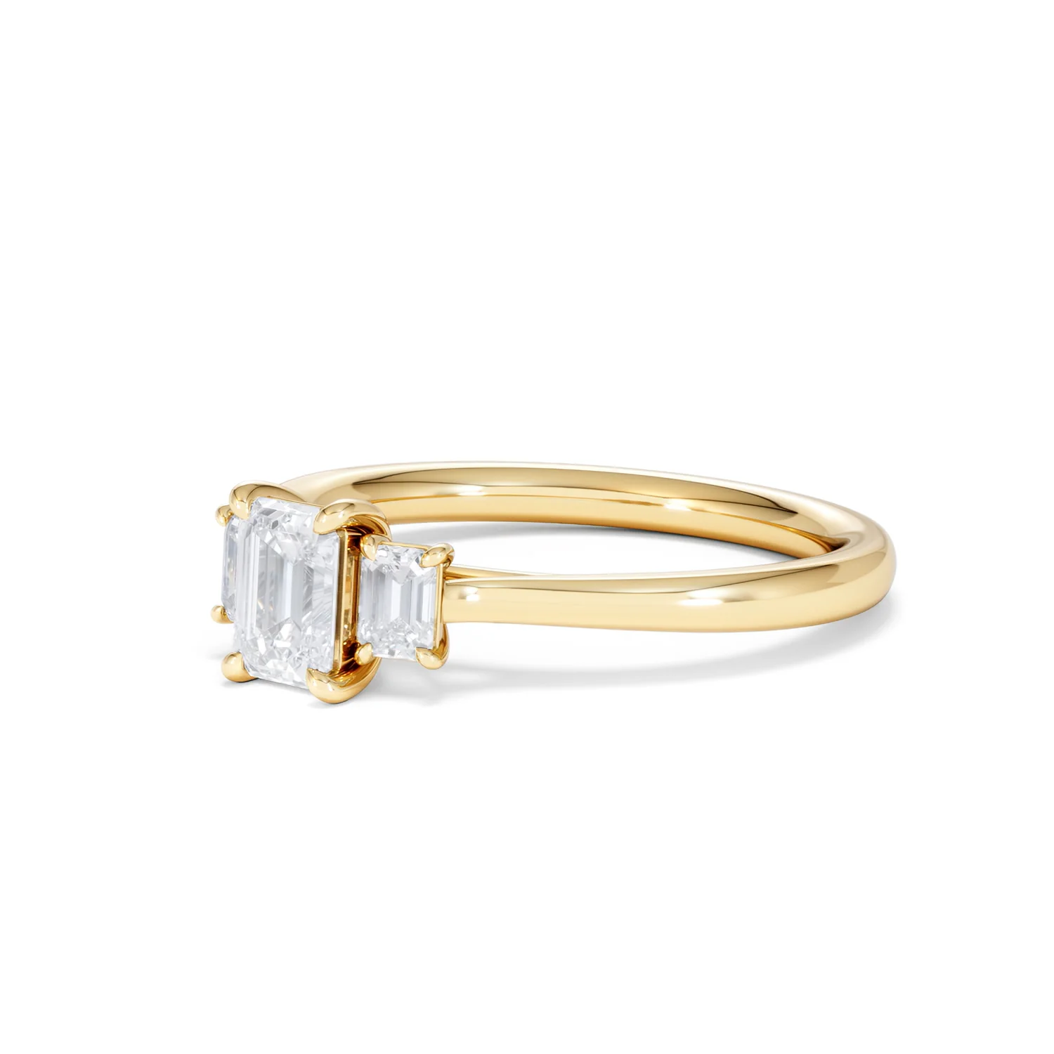 Evoke 3 Stone Emerald Cut Lab Diamond Ring 0.50ct in 9K Yellow Gold - Image 79