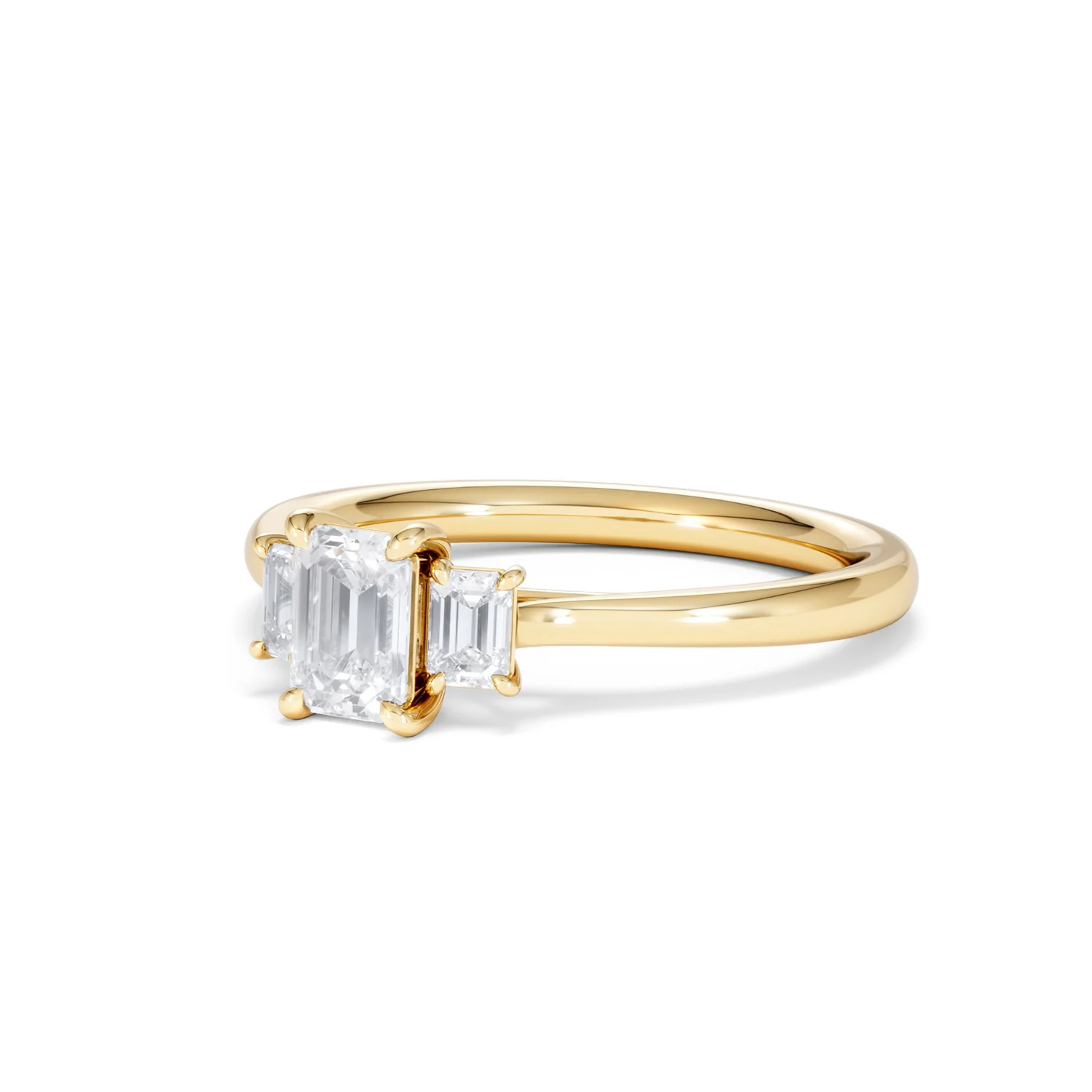 Evoke 3 Stone Emerald Cut Lab Diamond Ring 0.50ct in 9K Yellow Gold - Image 81