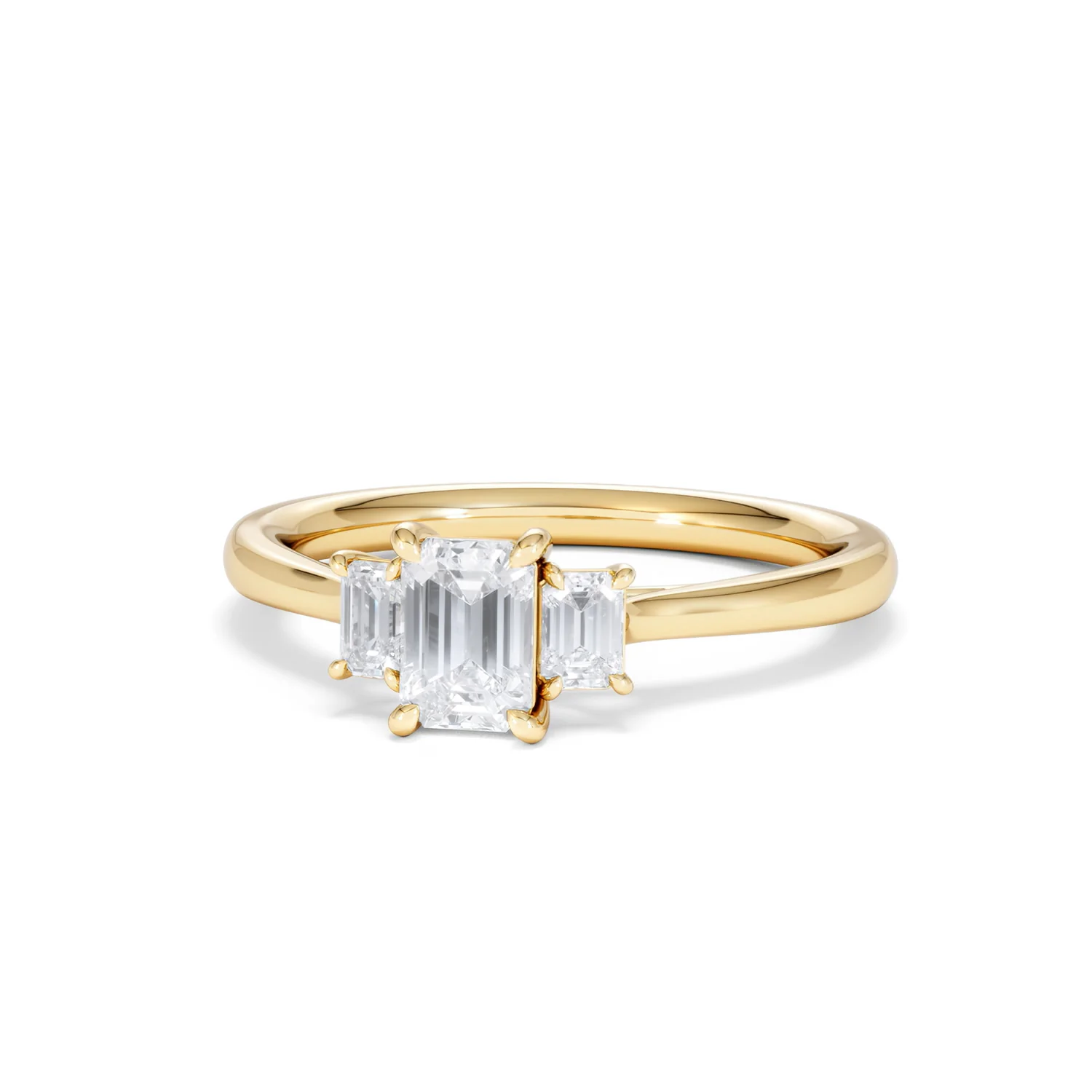 Evoke 3 Stone Emerald Cut Lab Diamond Ring 0.50ct in 9K Yellow Gold - Image 85