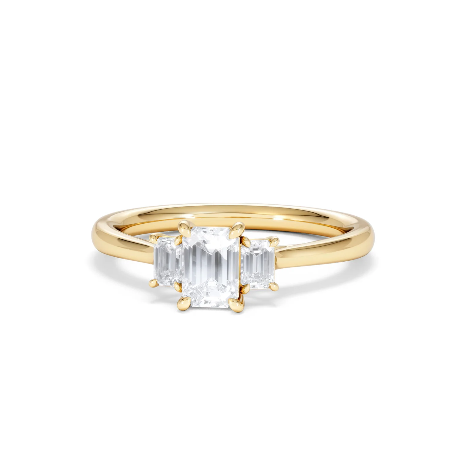 Evoke 3 Stone Emerald Cut Lab Diamond Ring 0.50ct in 9K Yellow Gold - Image 86