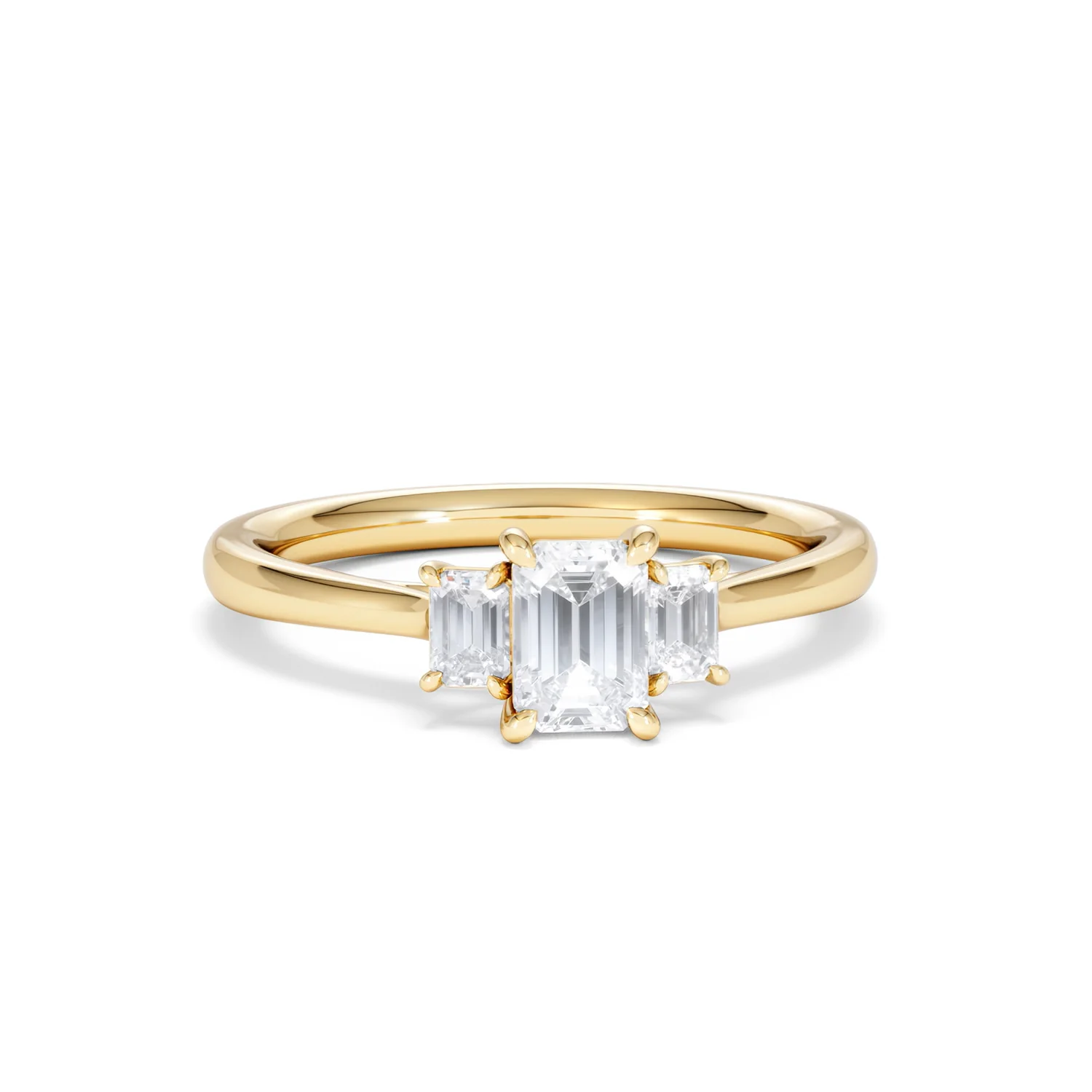Evoke 3 Stone Emerald Cut Lab Diamond Ring 0.50ct in 9K Yellow Gold - Image 9