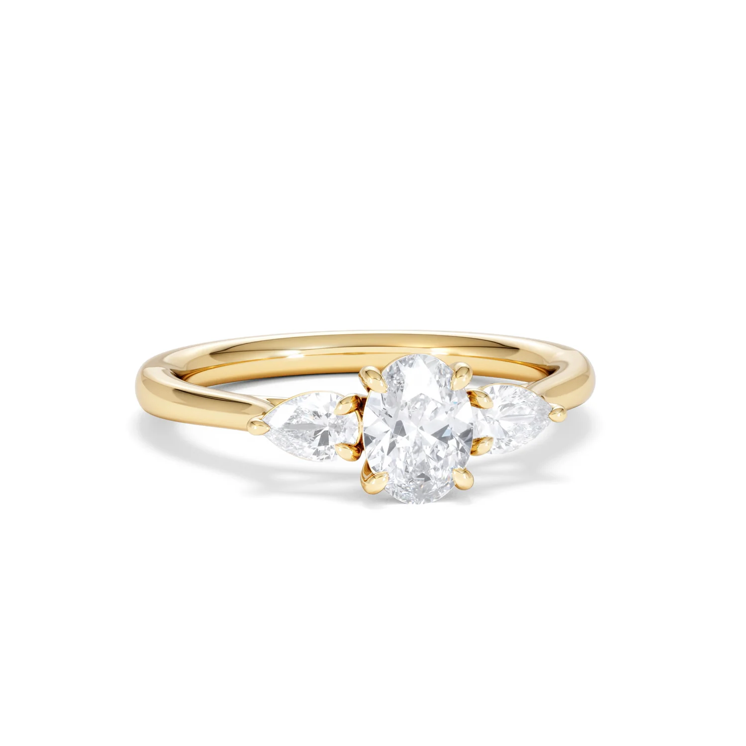 Evoke 3 Stone Oval Cut Lab Diamond Ring 0.50ct in 18K Gold Vermeil - Image 10