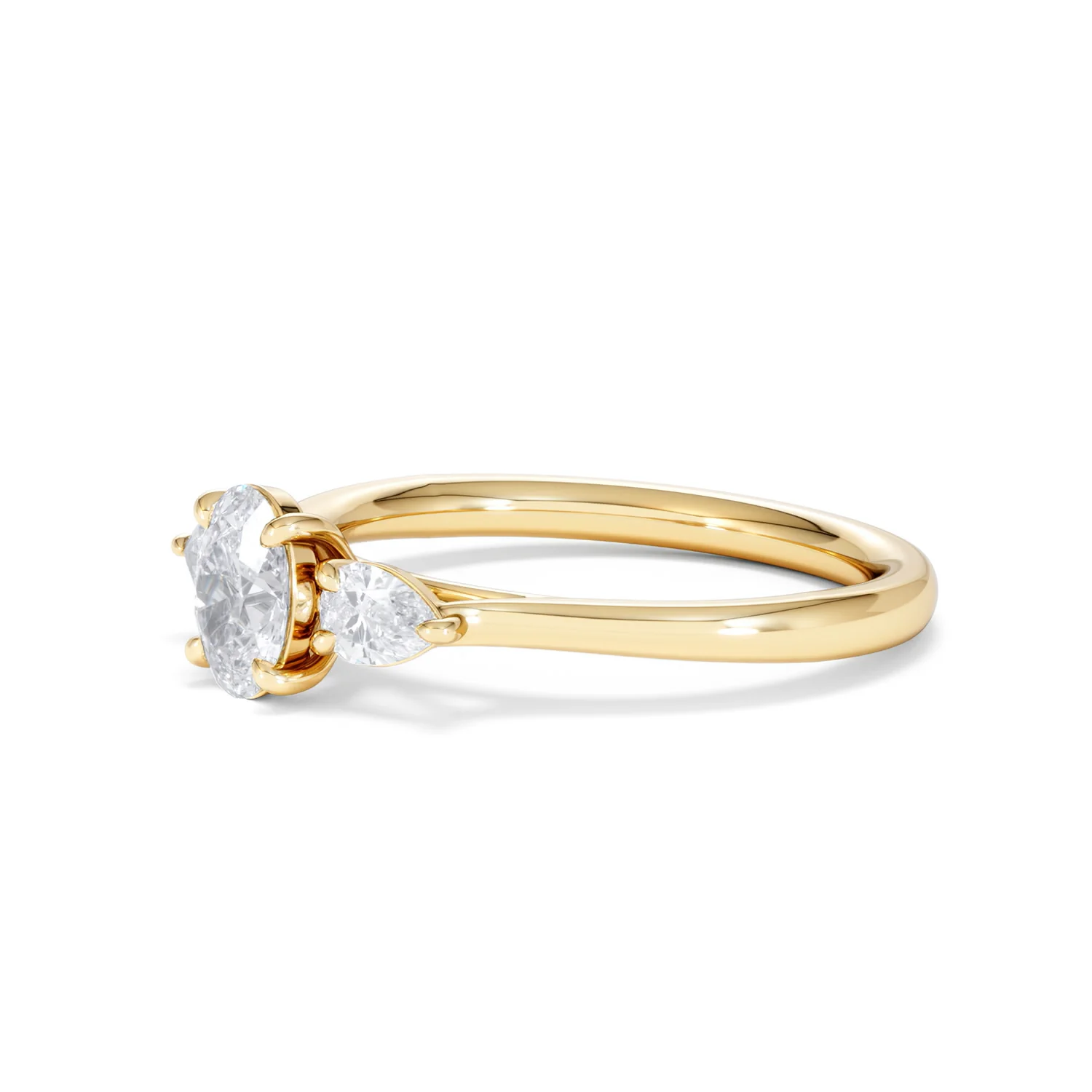 Evoke 3 Stone Oval Cut Lab Diamond Ring 0.50ct in 18K Gold Vermeil - Image 76