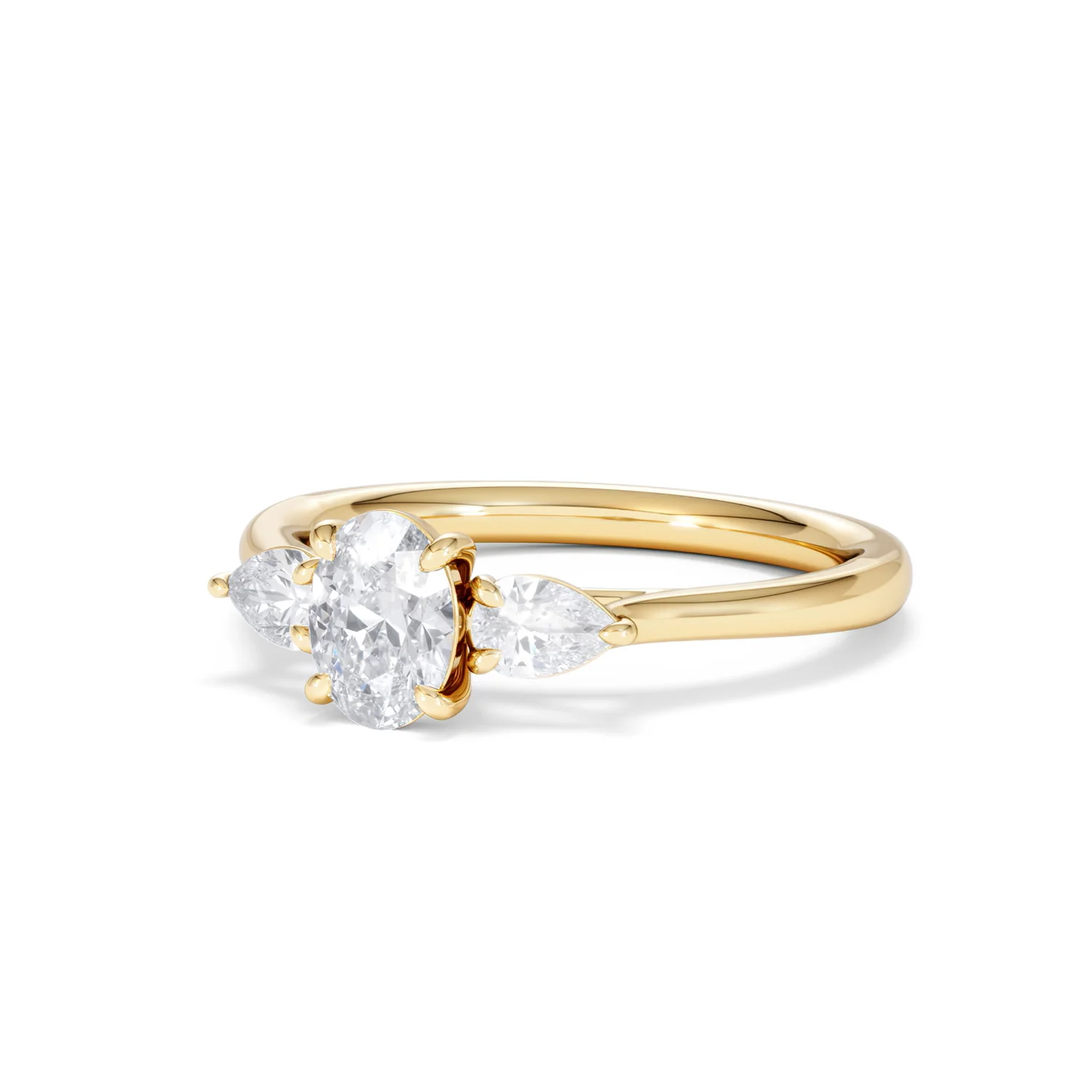 Evoke 3 Stone Oval Cut Lab Diamond Ring 0.50ct in 18K Gold Vermeil - Image 82