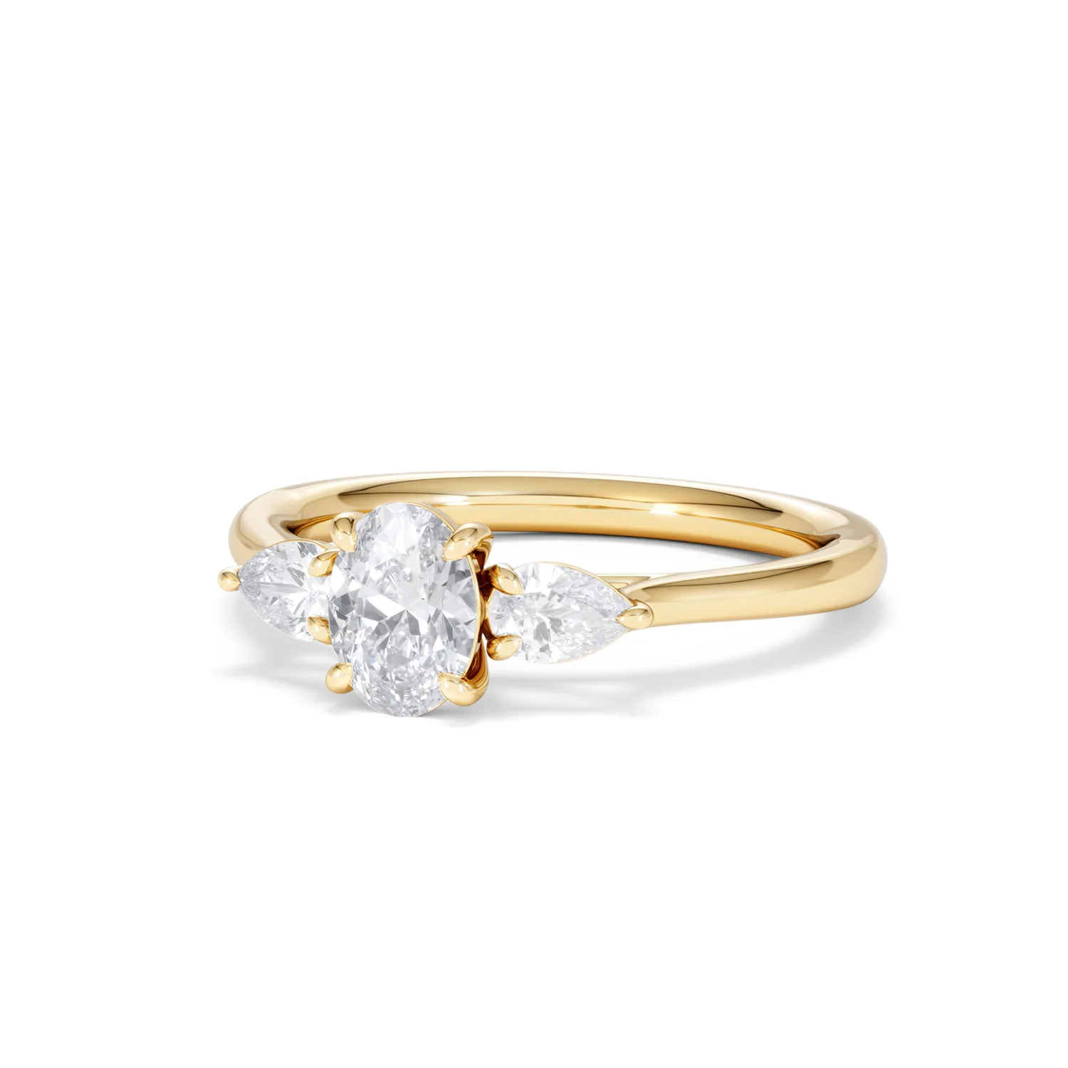 Evoke 3 Stone Oval Cut Lab Diamond Ring 0.50ct in 18K Gold Vermeil - Image 83