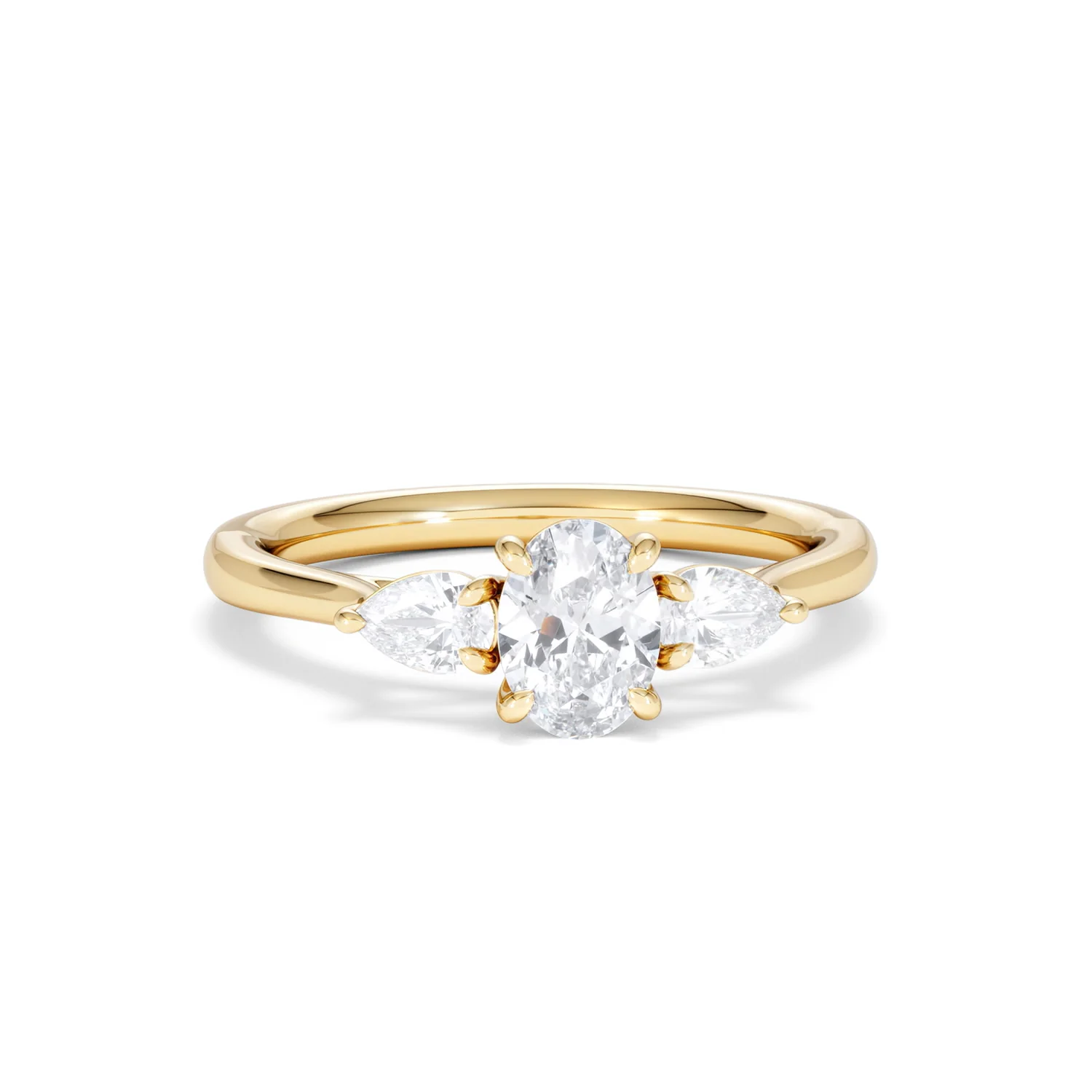 Evoke 3 Stone Oval Cut Lab Diamond Ring 0.50ct in 18K Gold Vermeil - Image 9