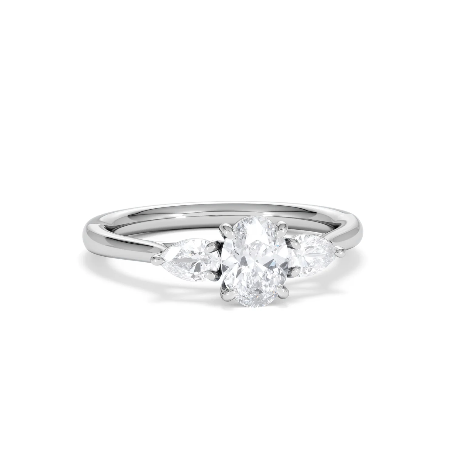 Evoke 3 Stone Oval Cut Lab Diamond Ring 0.50ct in 925 Silver - Image 11