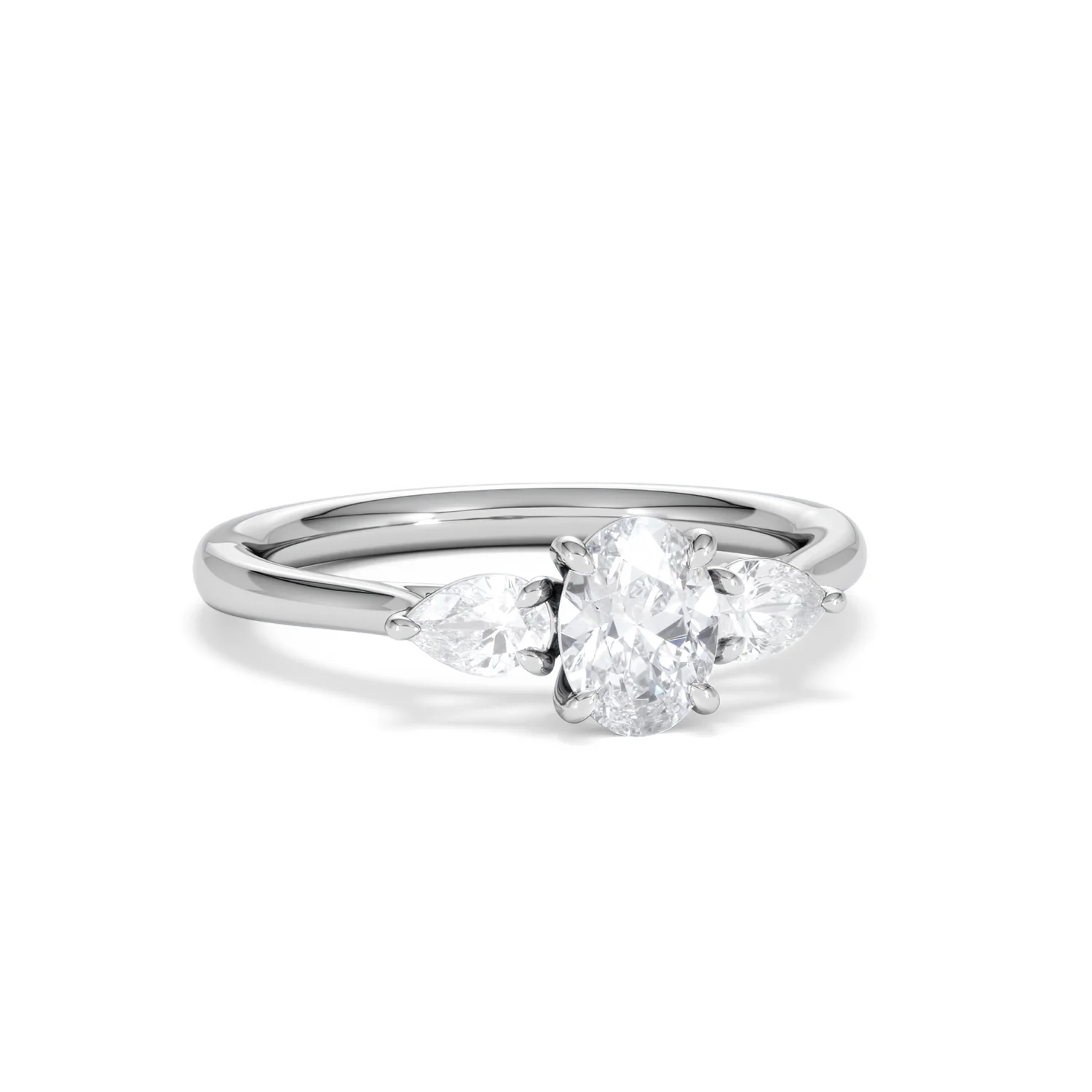 Evoke 3 Stone Oval Cut Lab Diamond Ring 0.50ct in 925 Silver - Image 12