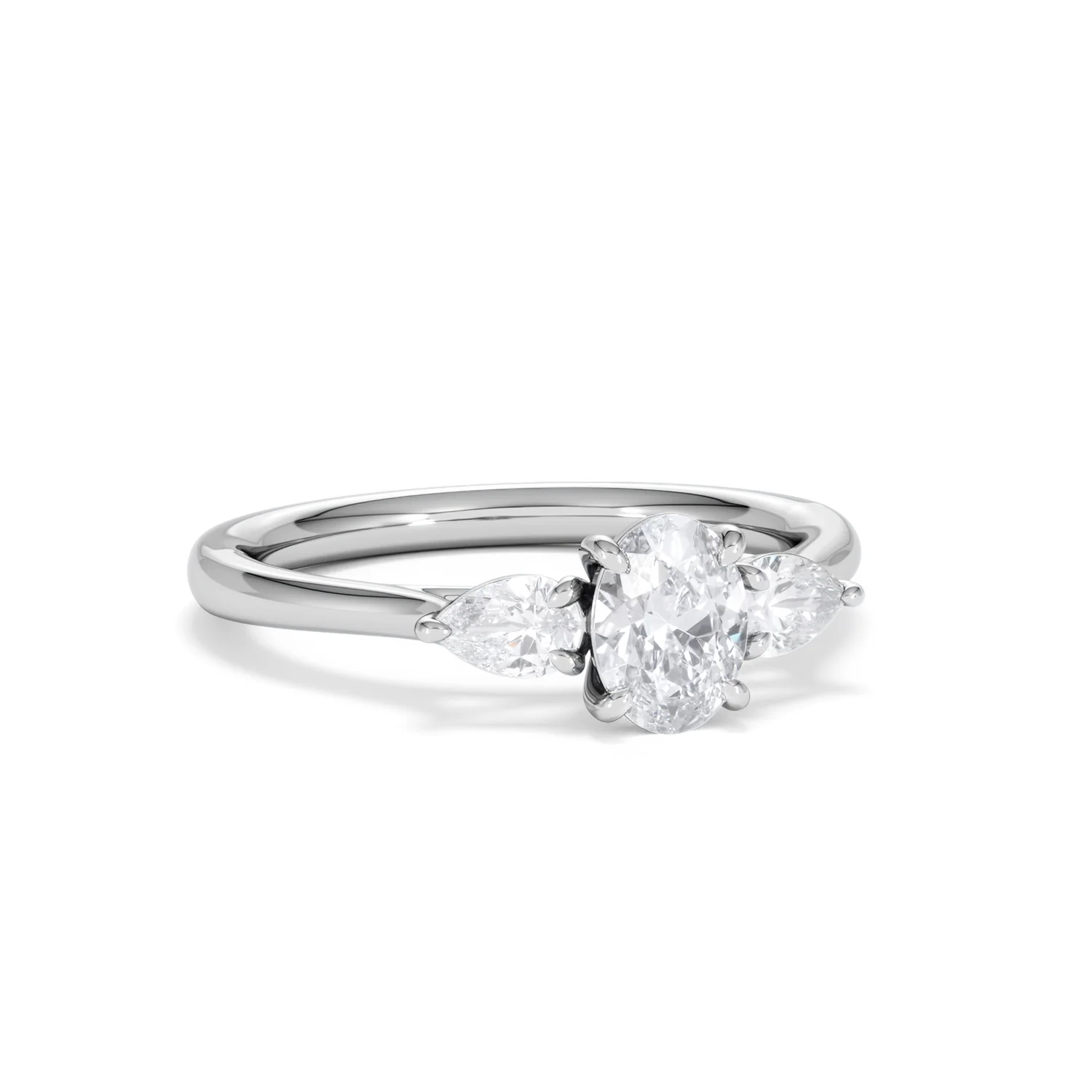 Evoke 3 Stone Oval Cut Lab Diamond Ring 0.50ct in 925 Silver - Image 13