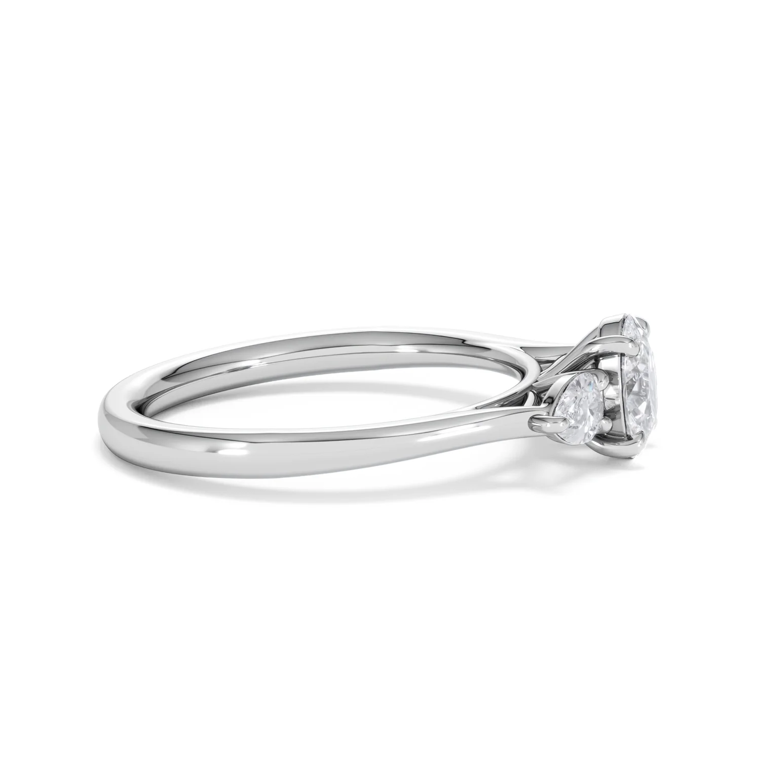 Evoke 3 Stone Oval Cut Lab Diamond Ring 0.50ct in 925 Silver - Image 26