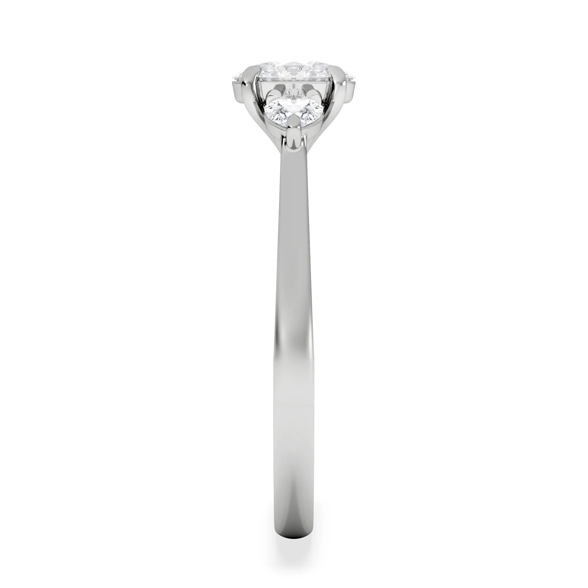 Evoke 3 Stone Oval Cut Lab Diamond Ring 0.50ct in 925 Silver - Image 4