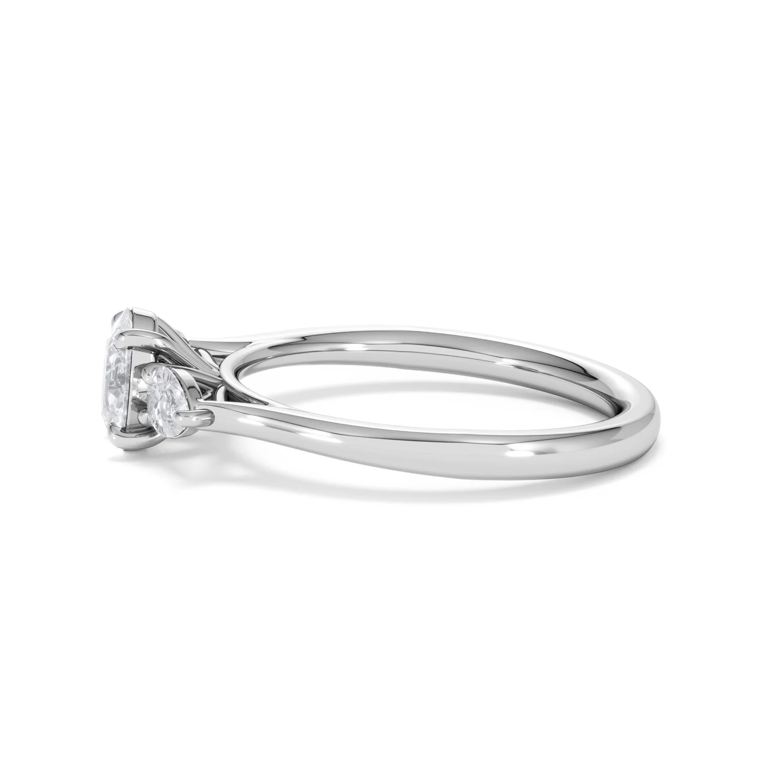 Evoke 3 Stone Oval Cut Lab Diamond Ring 0.50ct in 925 Silver - Image 70