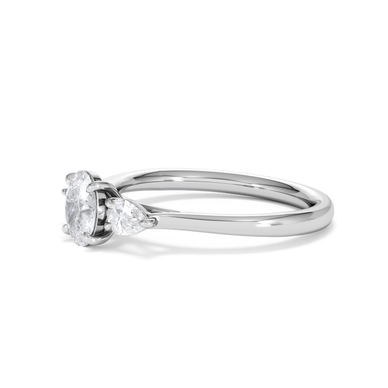 Evoke 3 Stone Oval Cut Lab Diamond Ring 0.50ct in 925 Silver - Image 76