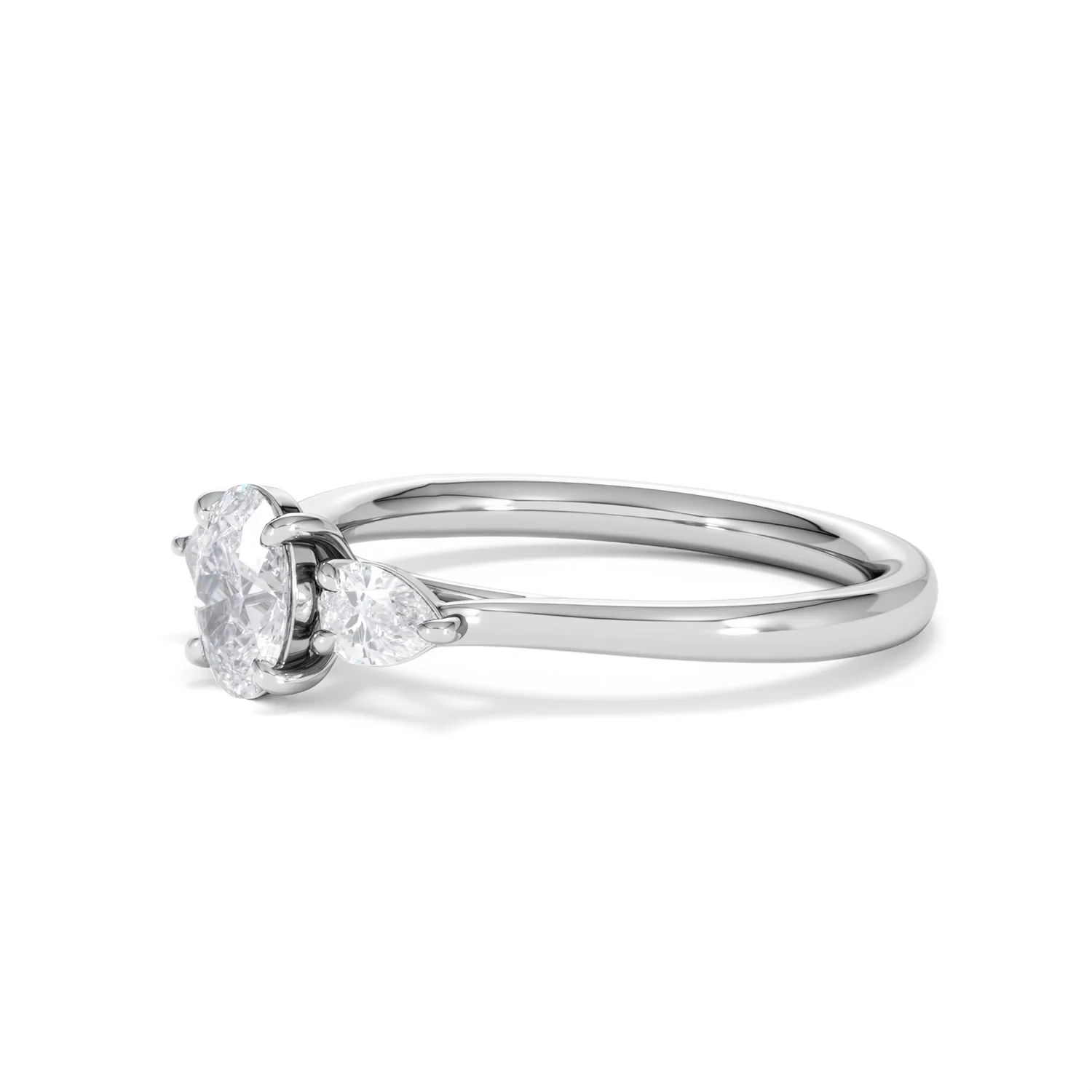 Evoke 3 Stone Oval Cut Lab Diamond Ring 0.50ct in 925 Silver - Image 77