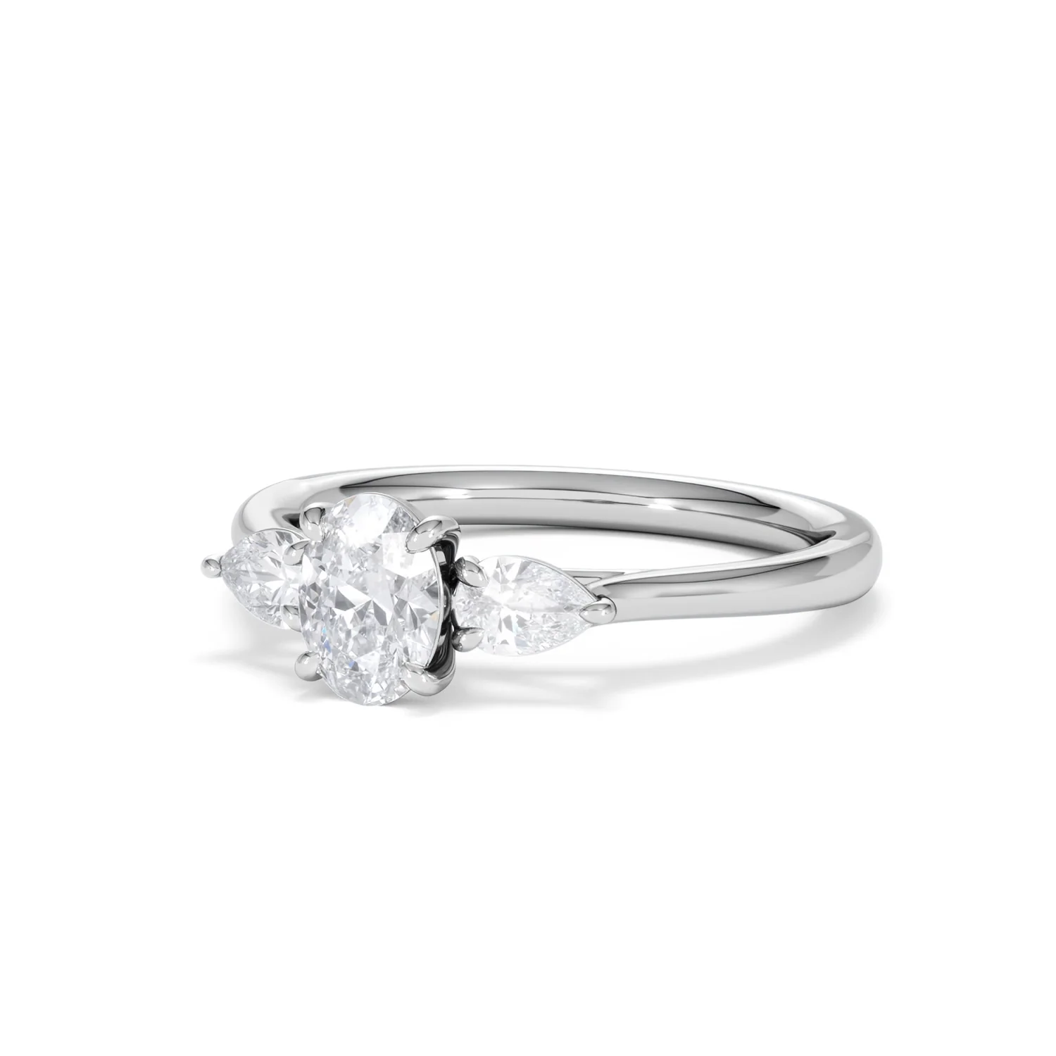Evoke 3 Stone Oval Cut Lab Diamond Ring 0.50ct in 925 Silver - Image 83