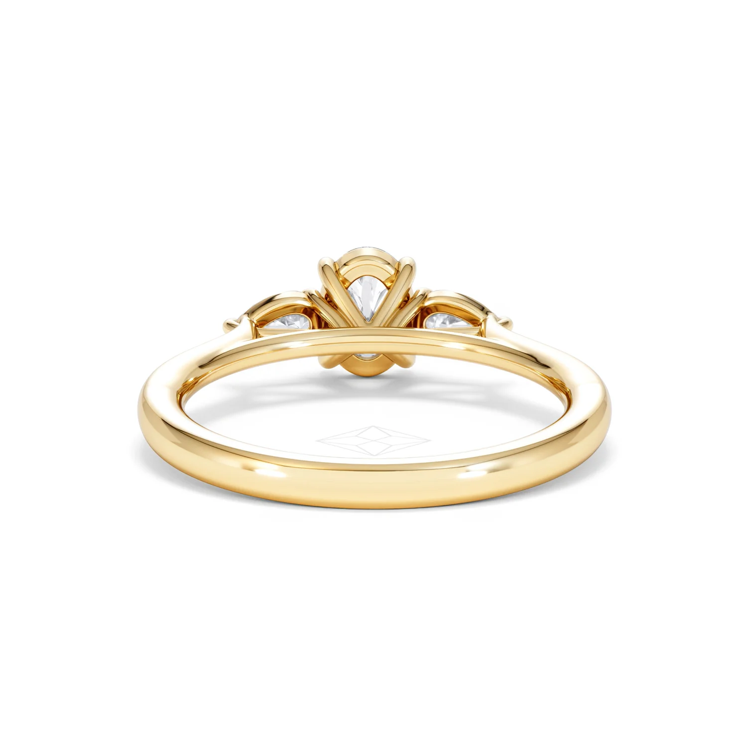 Evoke 3 Stone Oval Cut Lab Diamond Ring 0.50ct in 9K Yellow Gold - Image 48