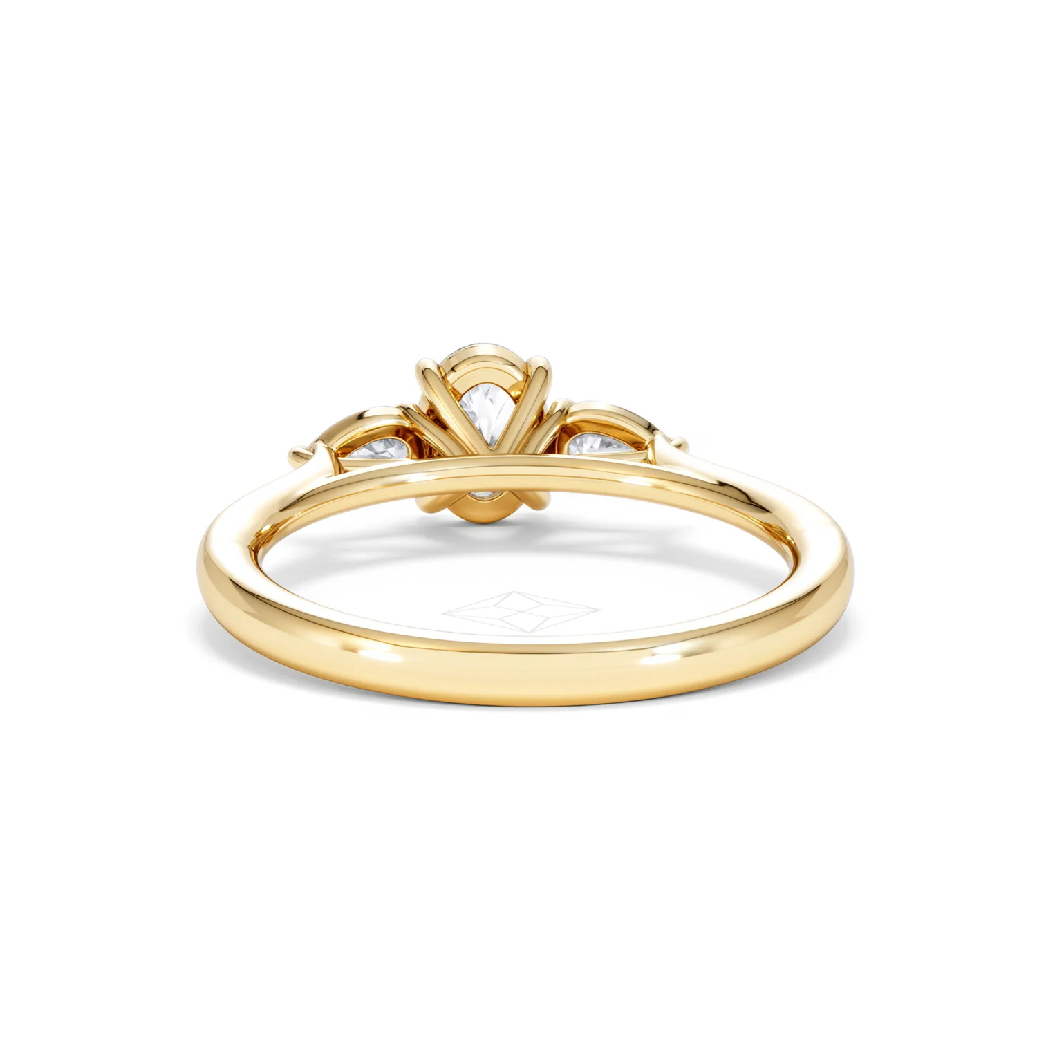 Evoke 3 Stone Oval Cut Lab Diamond Ring 0.50ct in 9K Yellow Gold - Image 49