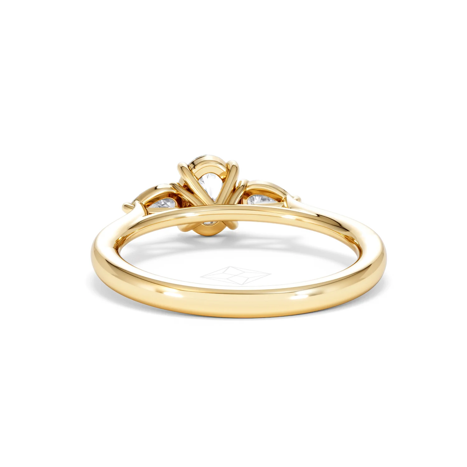Evoke 3 Stone Oval Cut Lab Diamond Ring 0.50ct in 9K Yellow Gold - Image 50