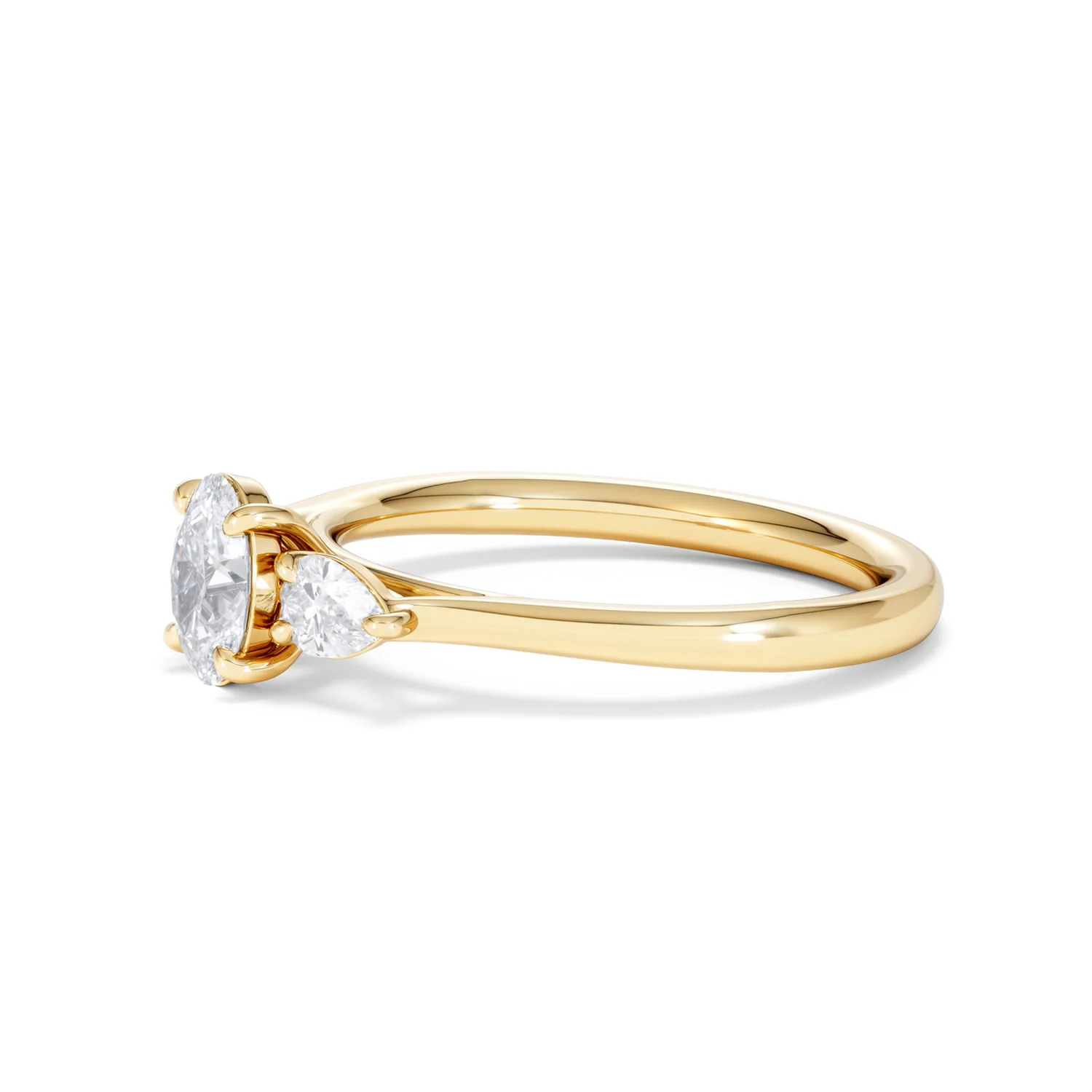 Evoke 3 Stone Oval Cut Lab Diamond Ring 0.50ct in 9K Yellow Gold - Image 74