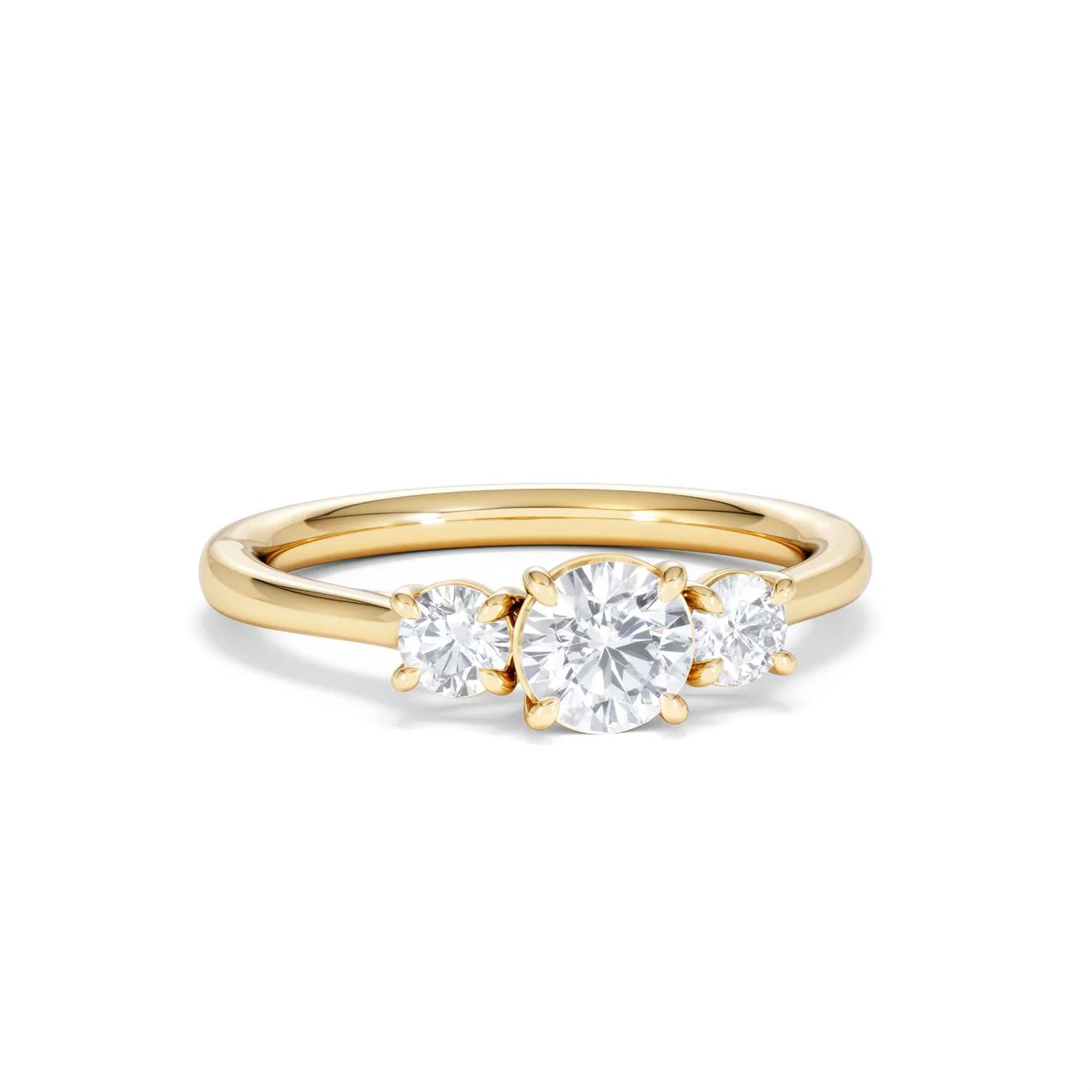 Evoke 3 Stone Round Cut Lab Diamond Ring 0.50ct in 18K Gold Vermeil - Image 10
