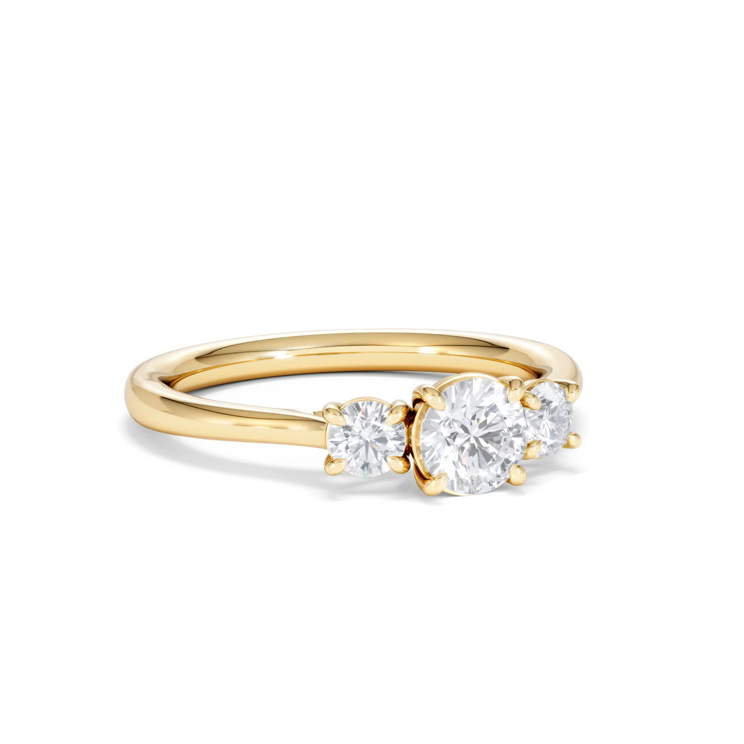 Evoke 3 Stone Round Cut Lab Diamond Ring 0.50ct in 18K Gold Vermeil - Image 13