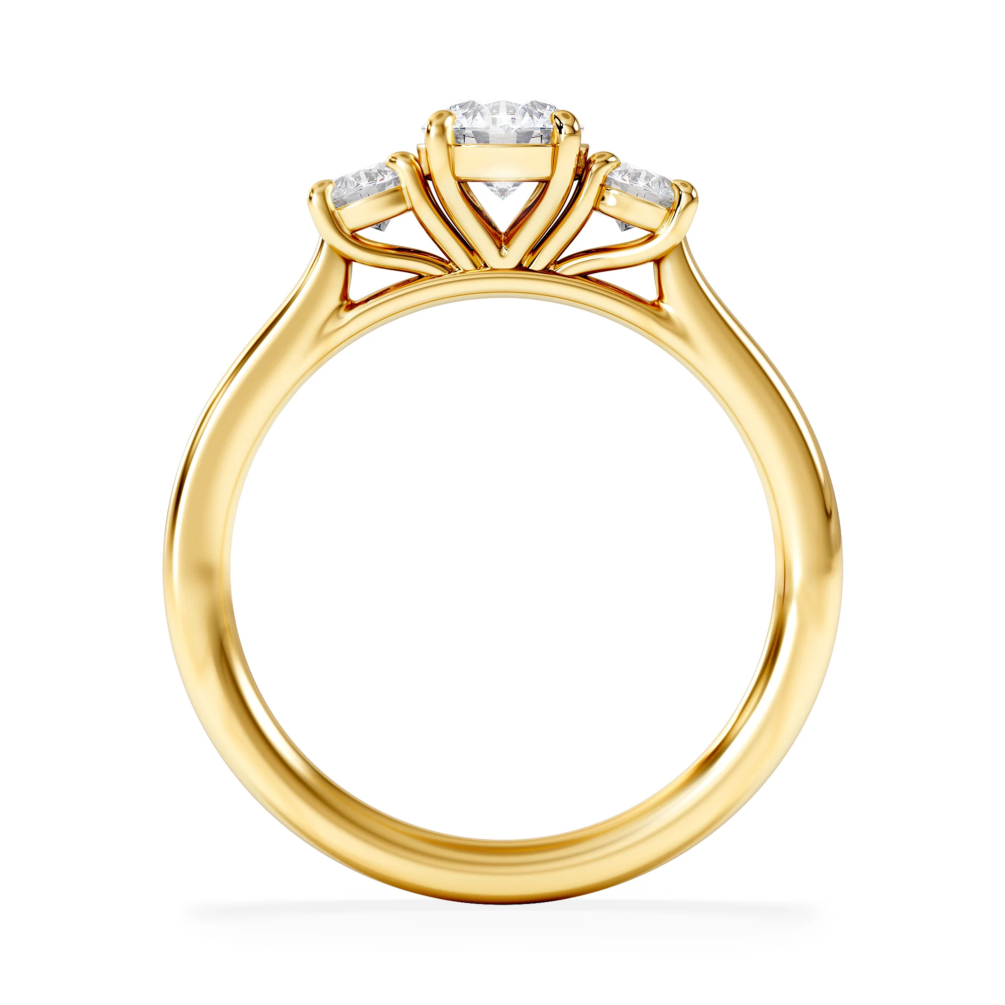 Evoke 3 Stone Round Cut Lab Diamond Ring 0.50ct in 18K Gold Vermeil - Image 2