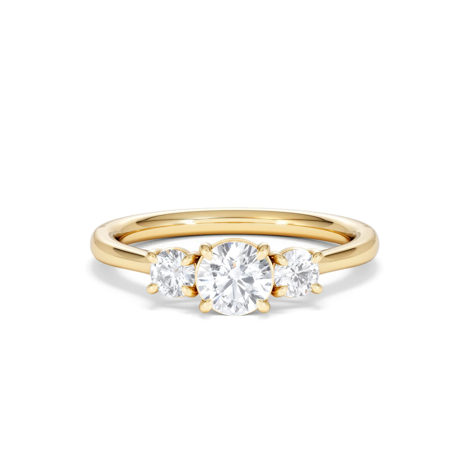 Evoke 3 Stone Round Cut Lab Diamond Ring 0.50ct in 18K Gold Vermeil - Image 8