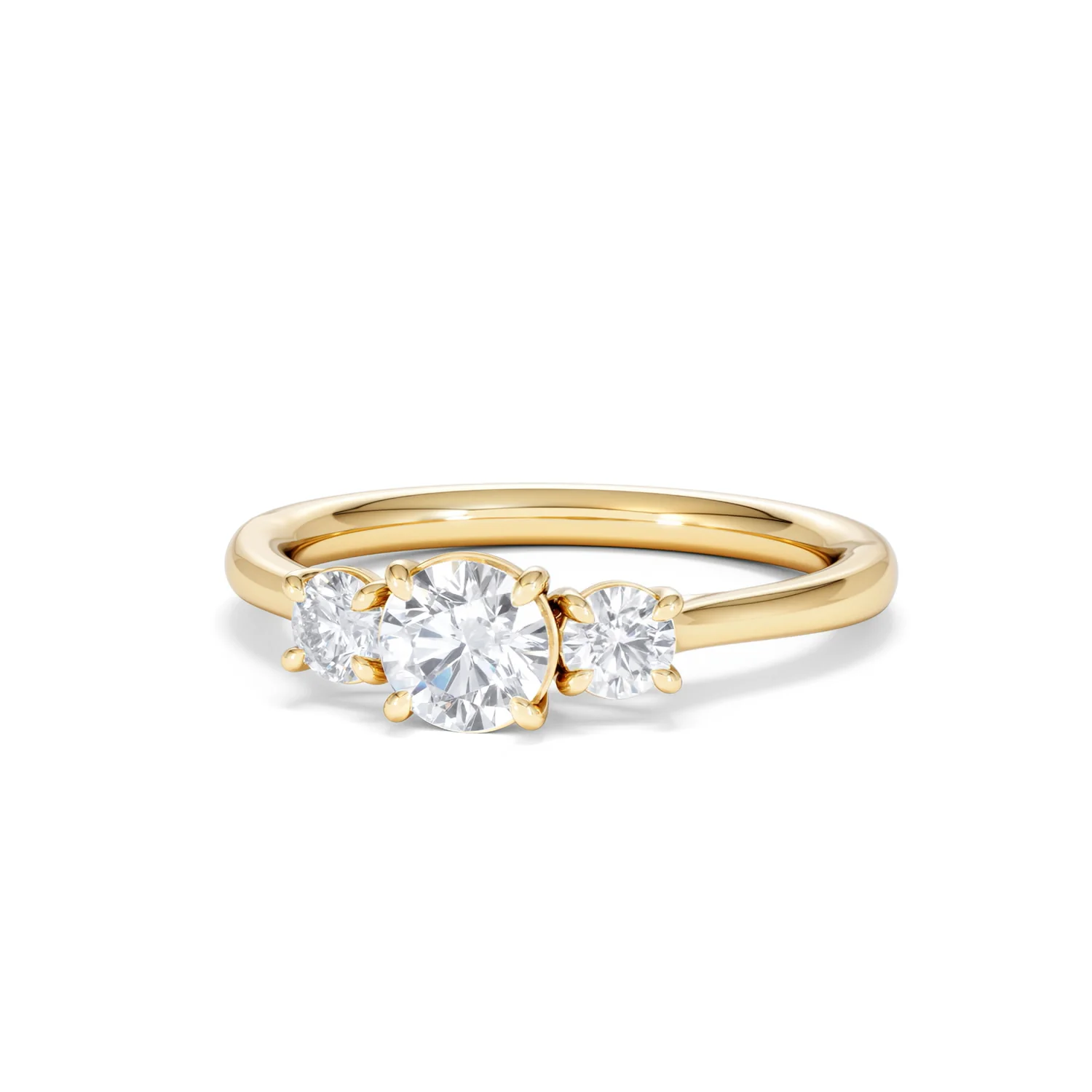 Evoke 3 Stone Round Cut Lab Diamond Ring 0.50ct in 18K Gold Vermeil - Image 85
