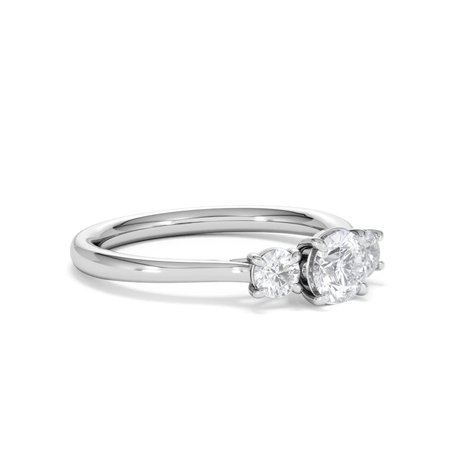 Evoke 3 Stone Round Cut Lab Diamond Ring 0.50ct in 925 Silver - Image 17