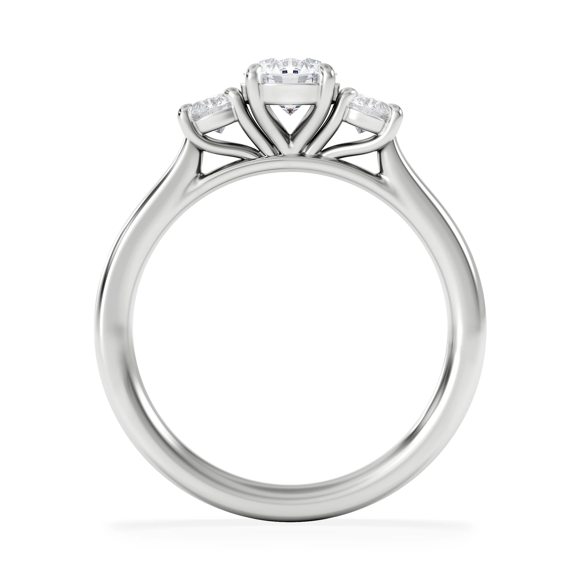 Evoke 3 Stone Round Cut Lab Diamond Ring 0.50ct in 925 Silver - Image 2