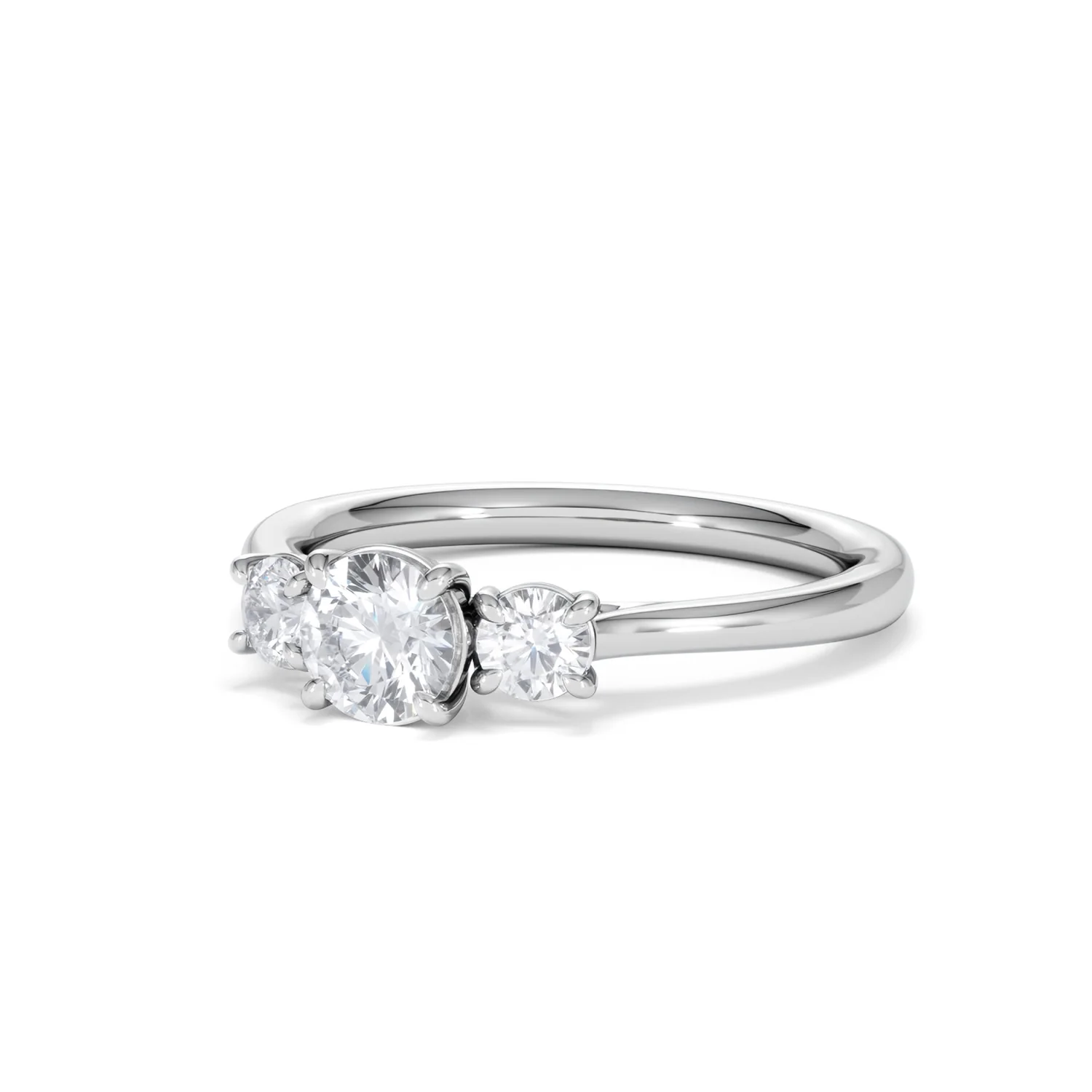Evoke 3 Stone Round Cut Lab Diamond Ring 0.50ct in 925 Silver - Image 82